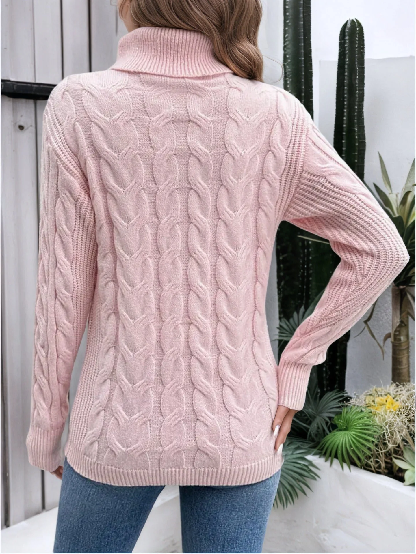 Women’s Cozy Cable Knit Turtleneck Sweater - Image 6