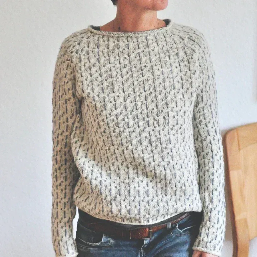 Women’s Cozy Textured Gray Knit Sweater - Image 3