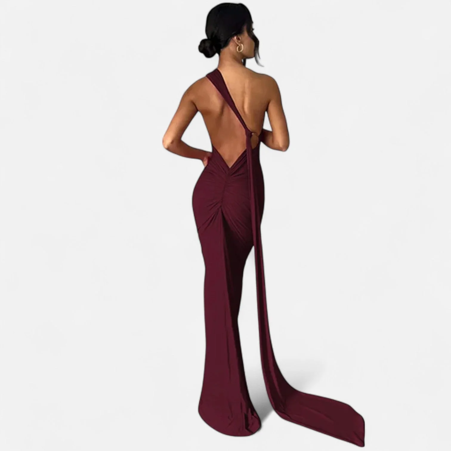 Women’s Elegant Backless Scarf Tie Evening Dress - Image 13