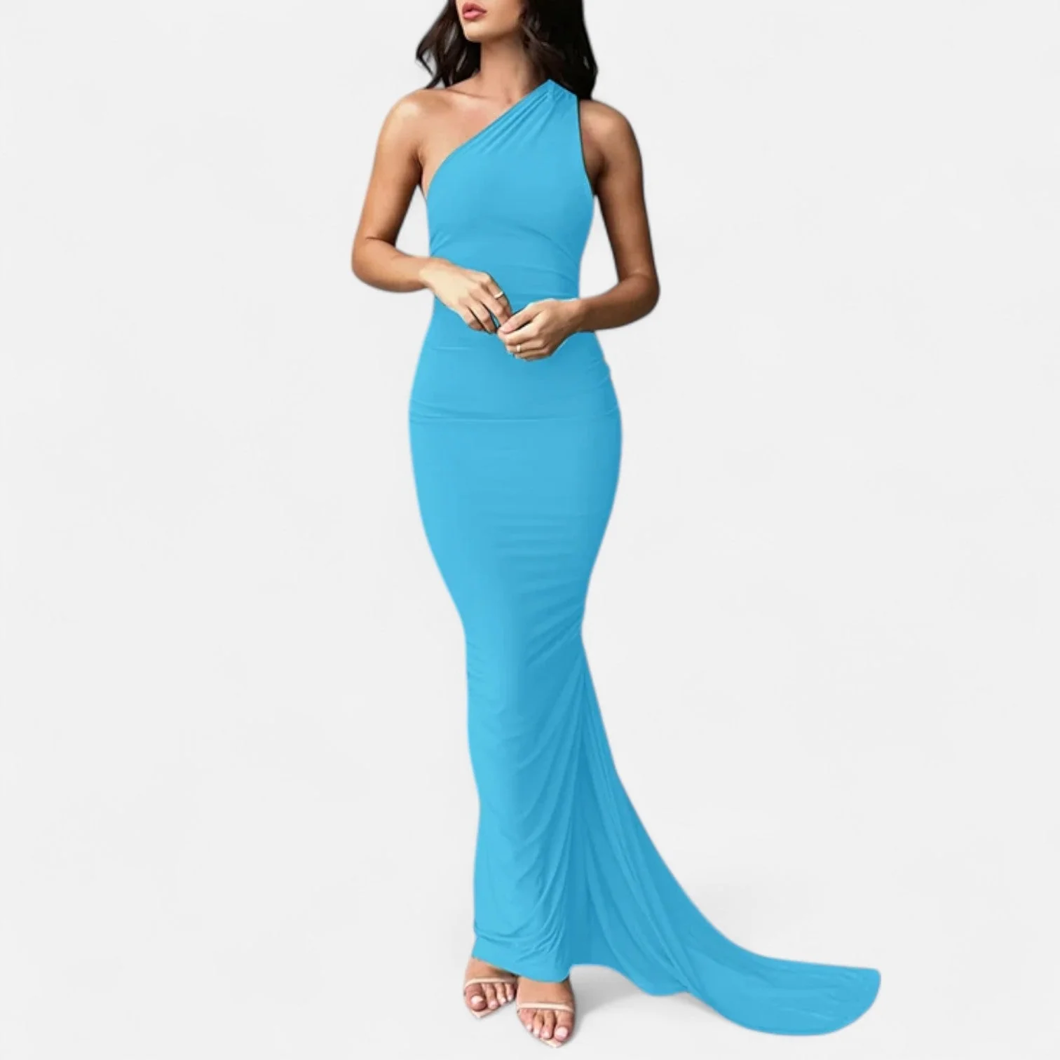 Women’s Elegant Backless Scarf Tie Evening Dress - Image 14