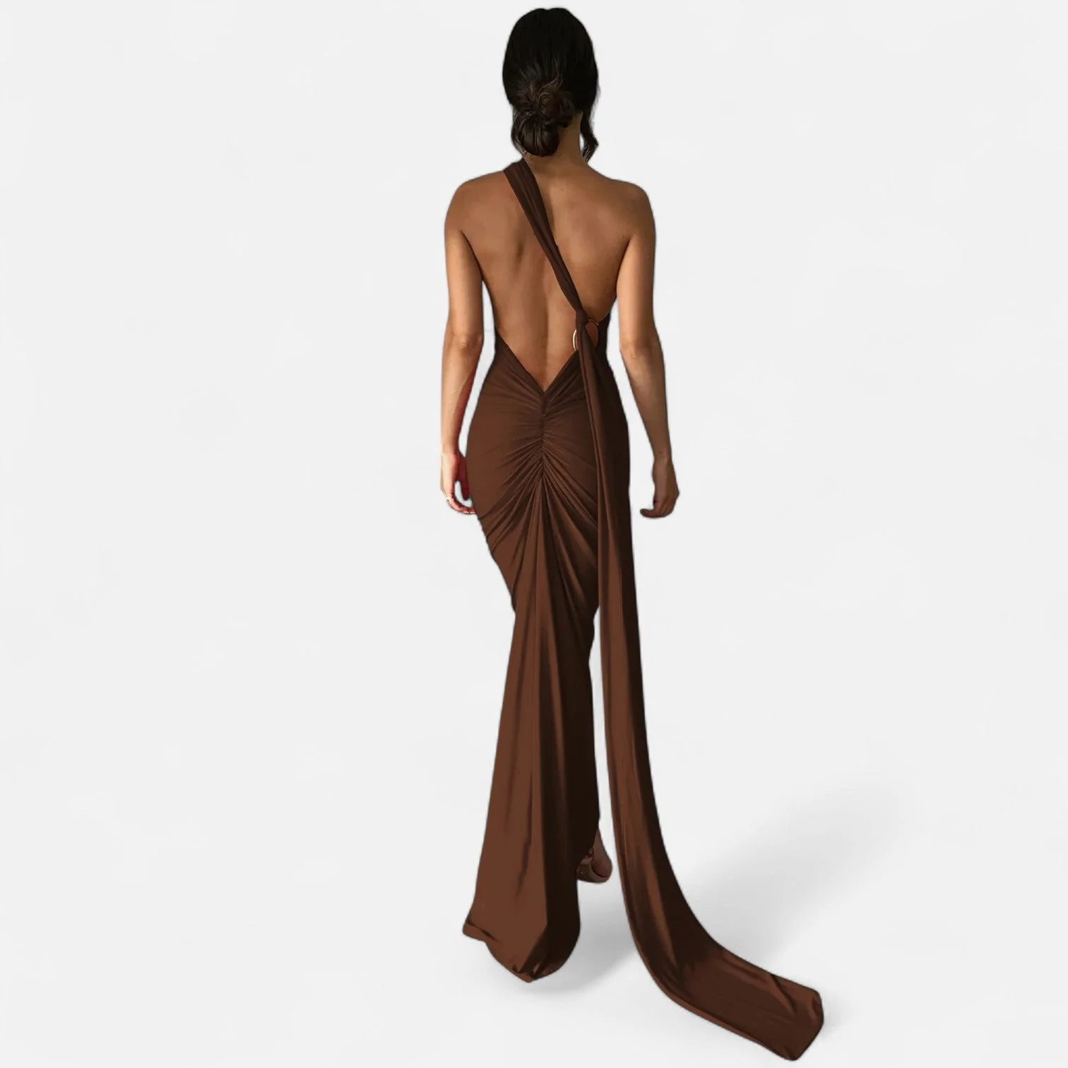 Women’s Elegant Backless Scarf Tie Evening Dress - Image 16
