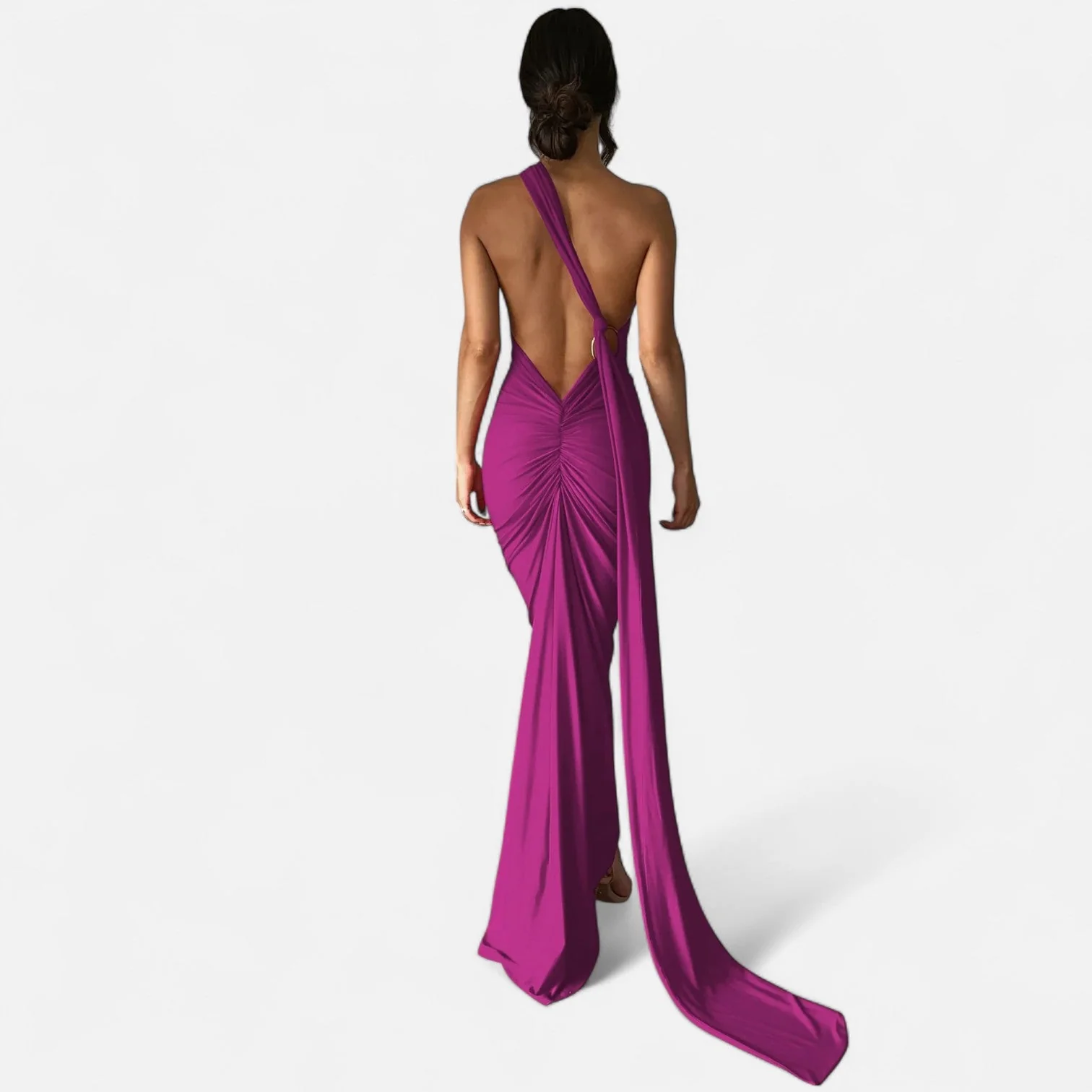 Women’s Elegant Backless Scarf Tie Evening Dress - Image 17