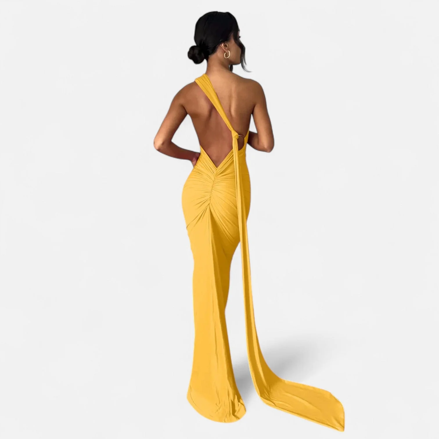 Women’s Elegant Backless Scarf Tie Evening Dress - Image 20