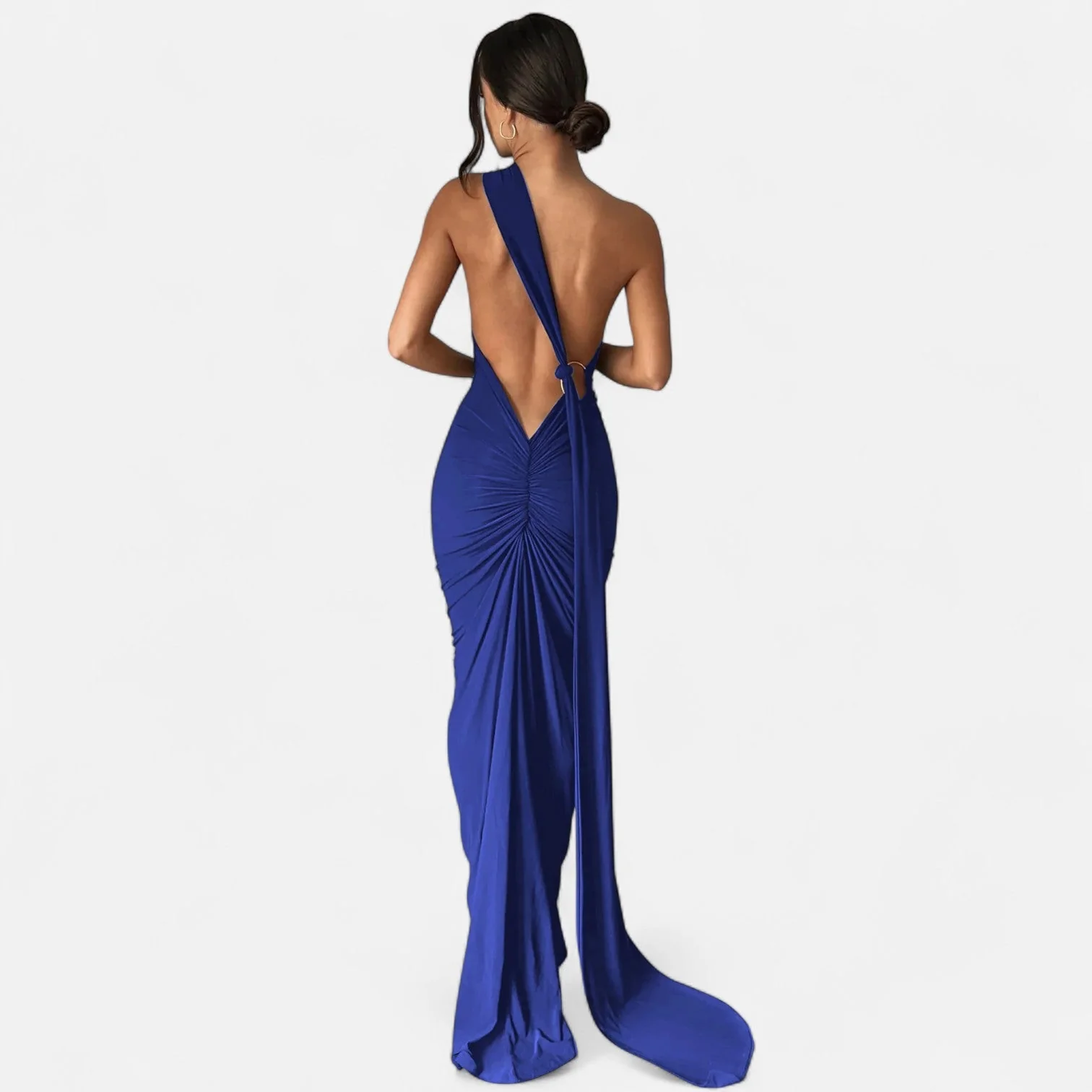 Women’s Elegant Backless Scarf Tie Evening Dress - Image 21