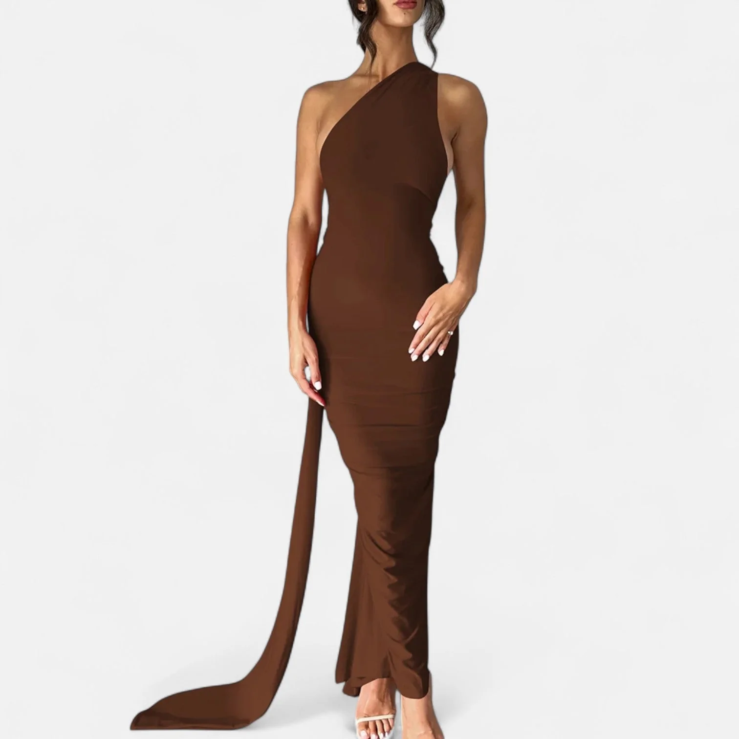 Women’s Elegant Backless Scarf Tie Evening Dress - Image 3
