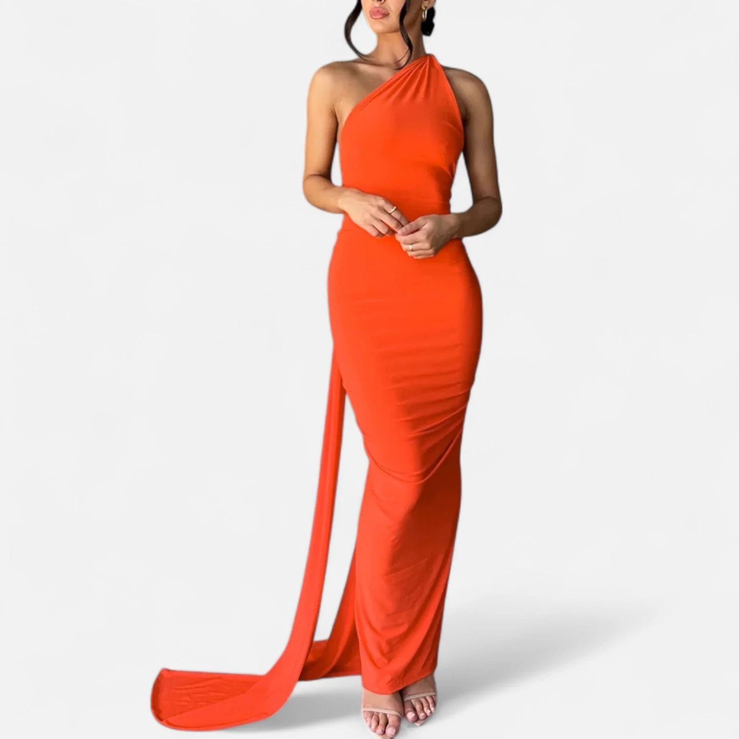 Women’s Elegant Backless Scarf Tie Evening Dress - Image 5