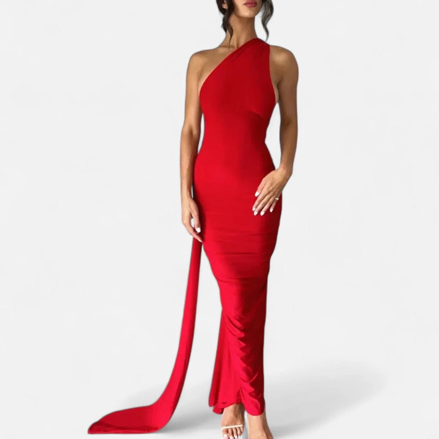 Women’s Elegant Backless Scarf Tie Evening Dress - Image 7