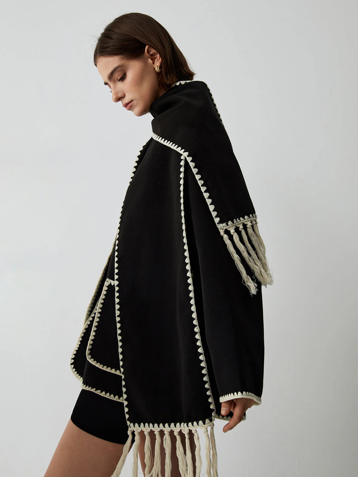 Women’s Elegant Poncho with Scarf - Image 4