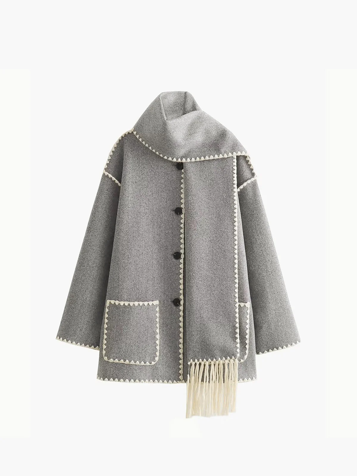 Women’s Elegant Poncho with Scarf - Image 6