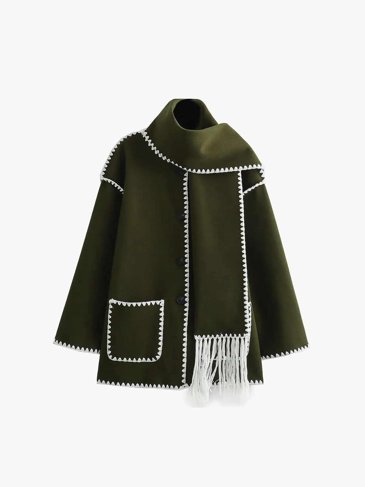 Women’s Elegant Poncho with Scarf - Image 7
