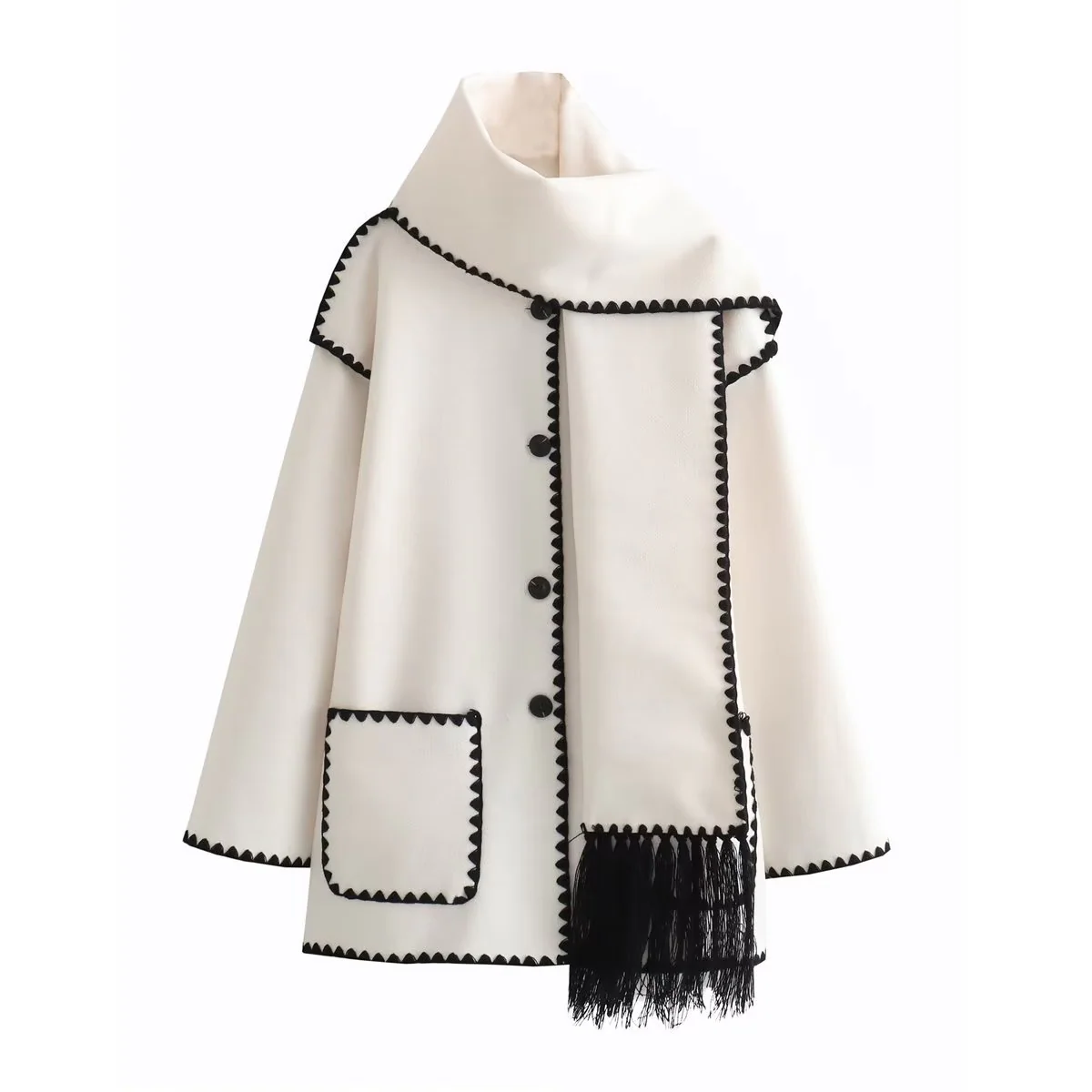 Women’s Elegant Poncho with Scarf - Image 8