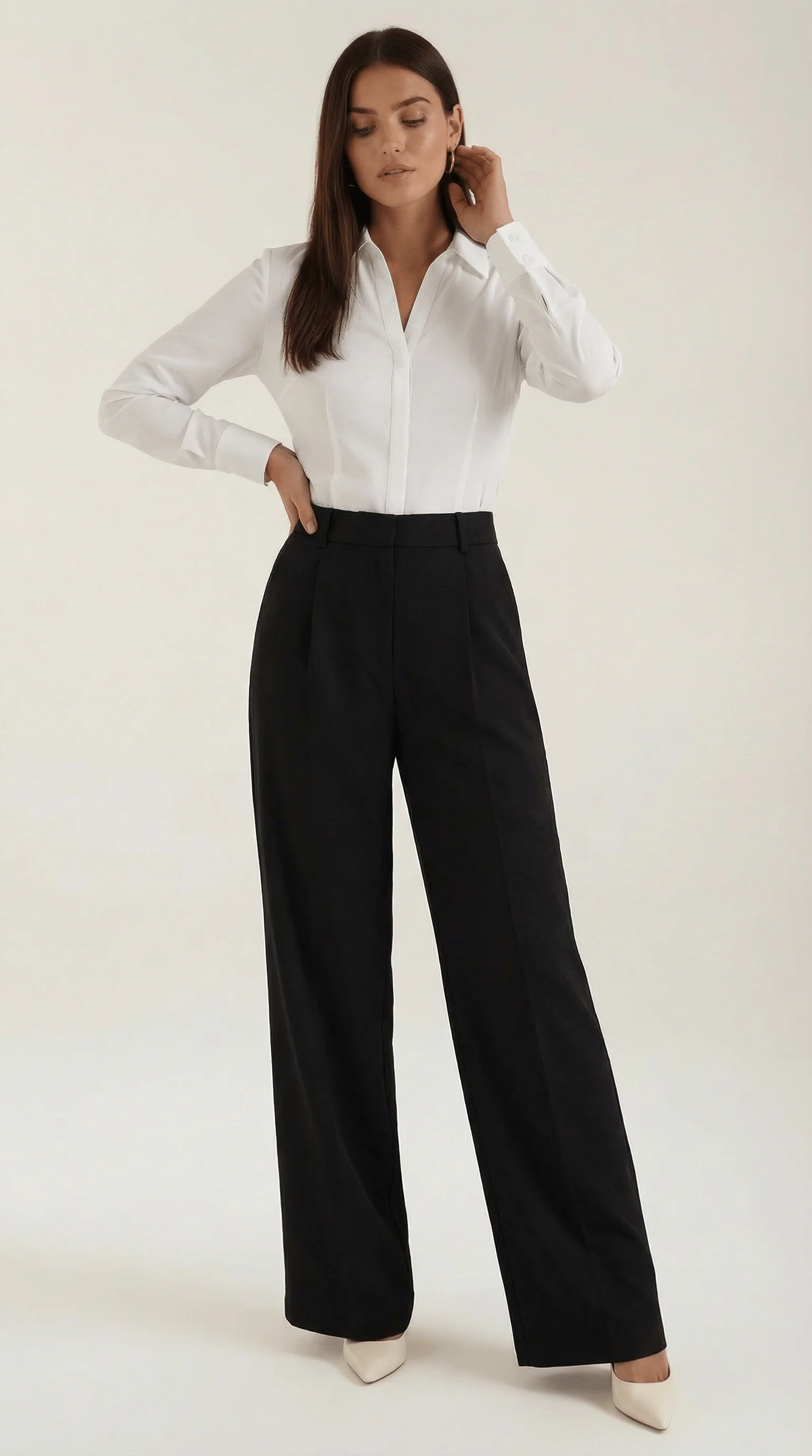 Women’s Formal High-Waisted Wide-Leg Trousers - Image 3