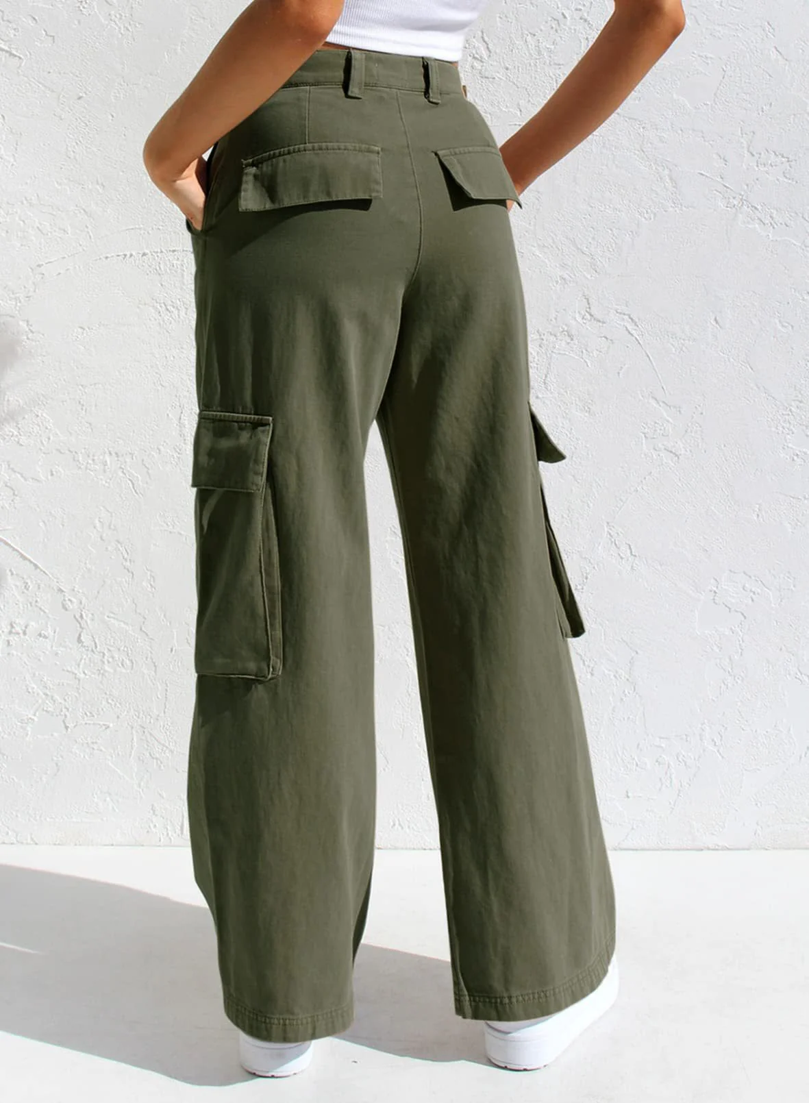 Women’s High Waisted Wide Leg Cargo Pants - Image 16