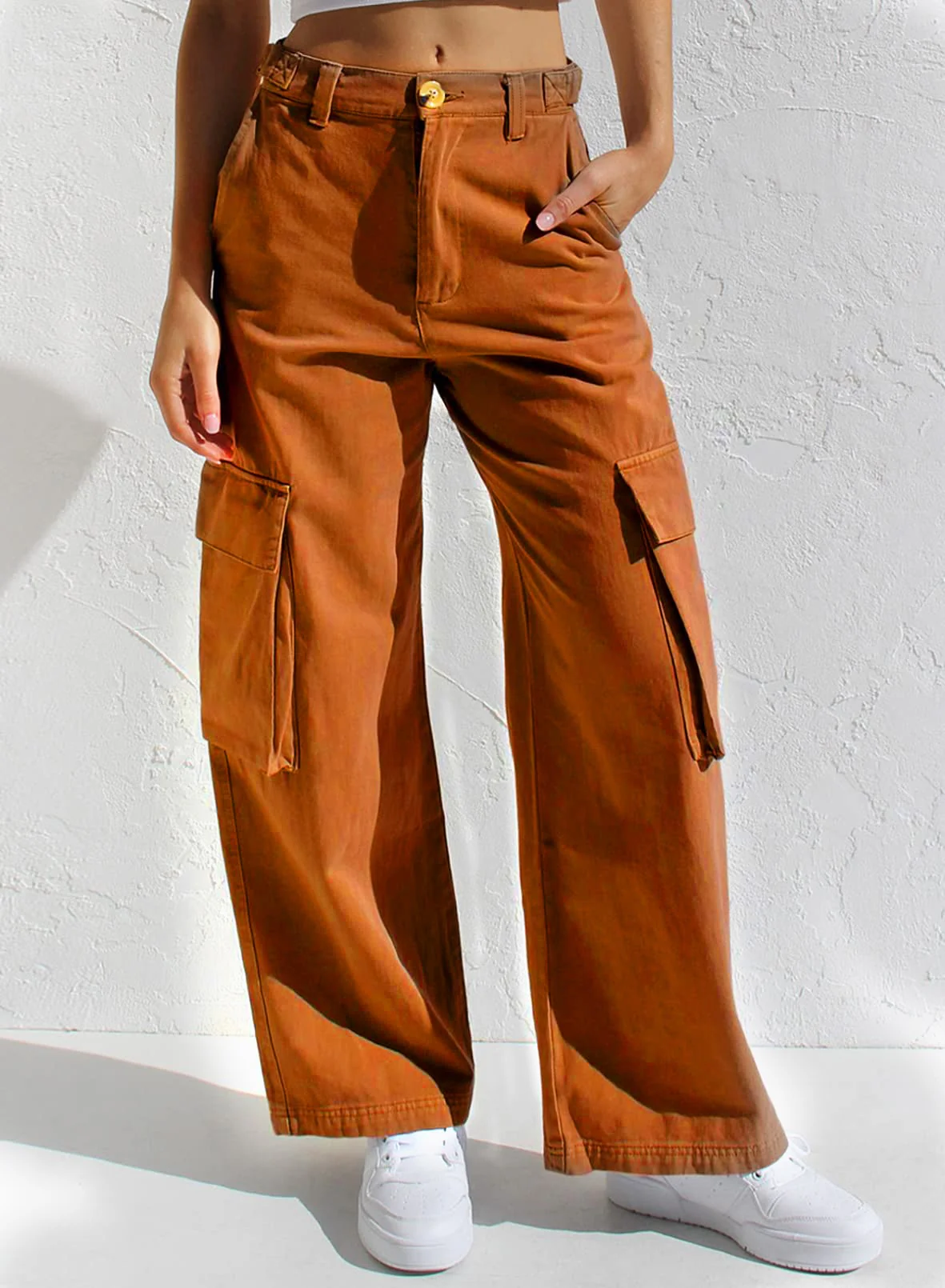 Women’s High Waisted Wide Leg Cargo Pants - Image 17