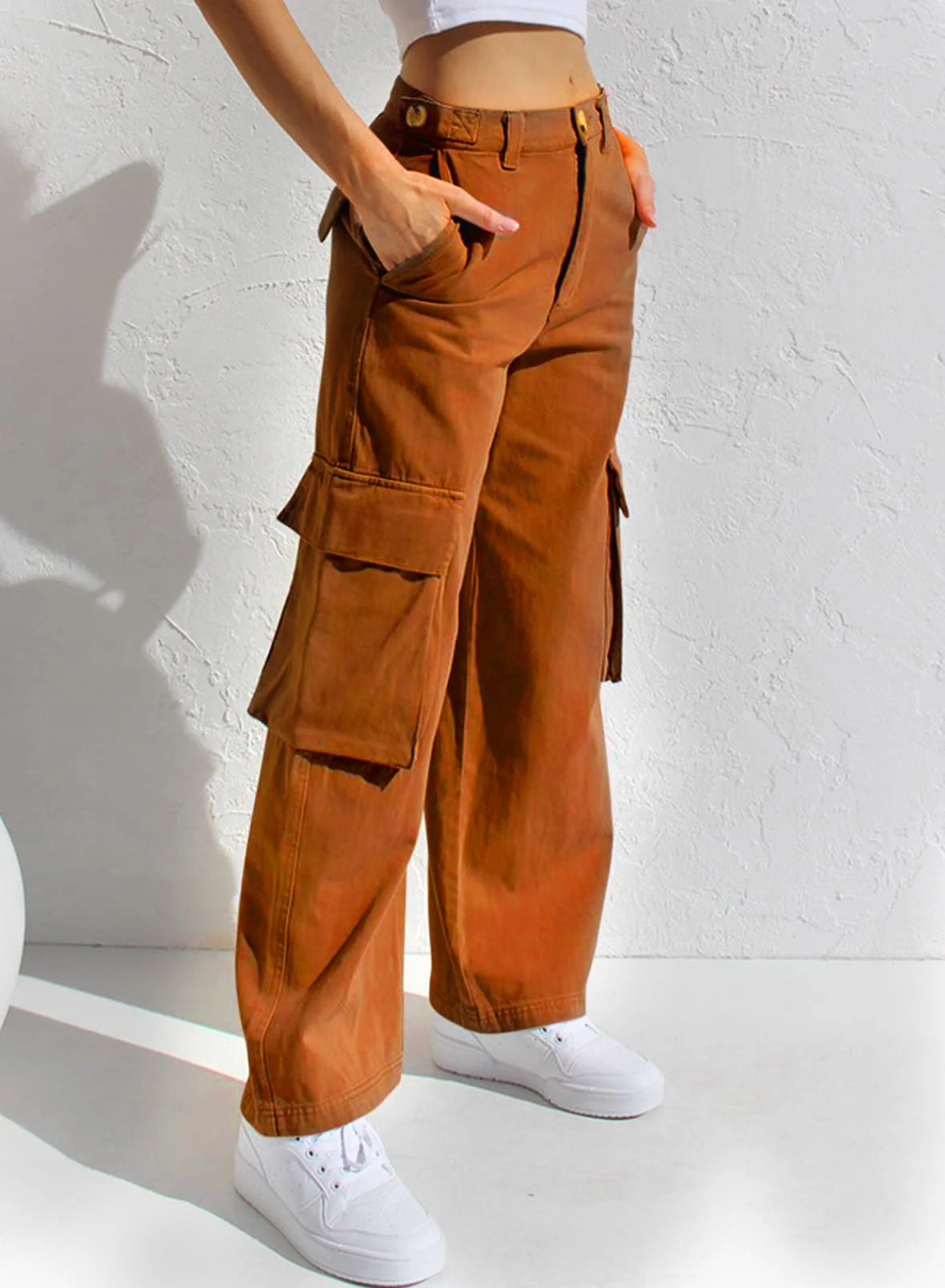 Women’s High Waisted Wide Leg Cargo Pants - Image 19