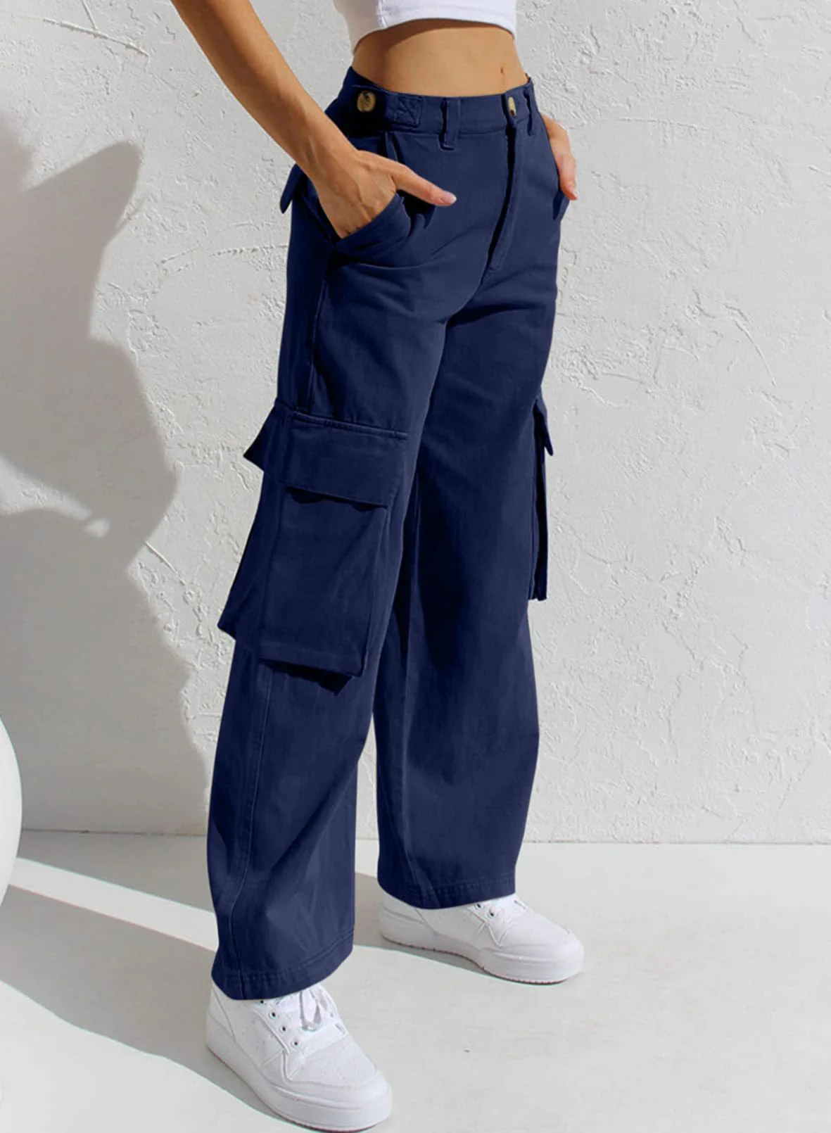 Women’s High Waisted Wide Leg Cargo Pants - Image 20
