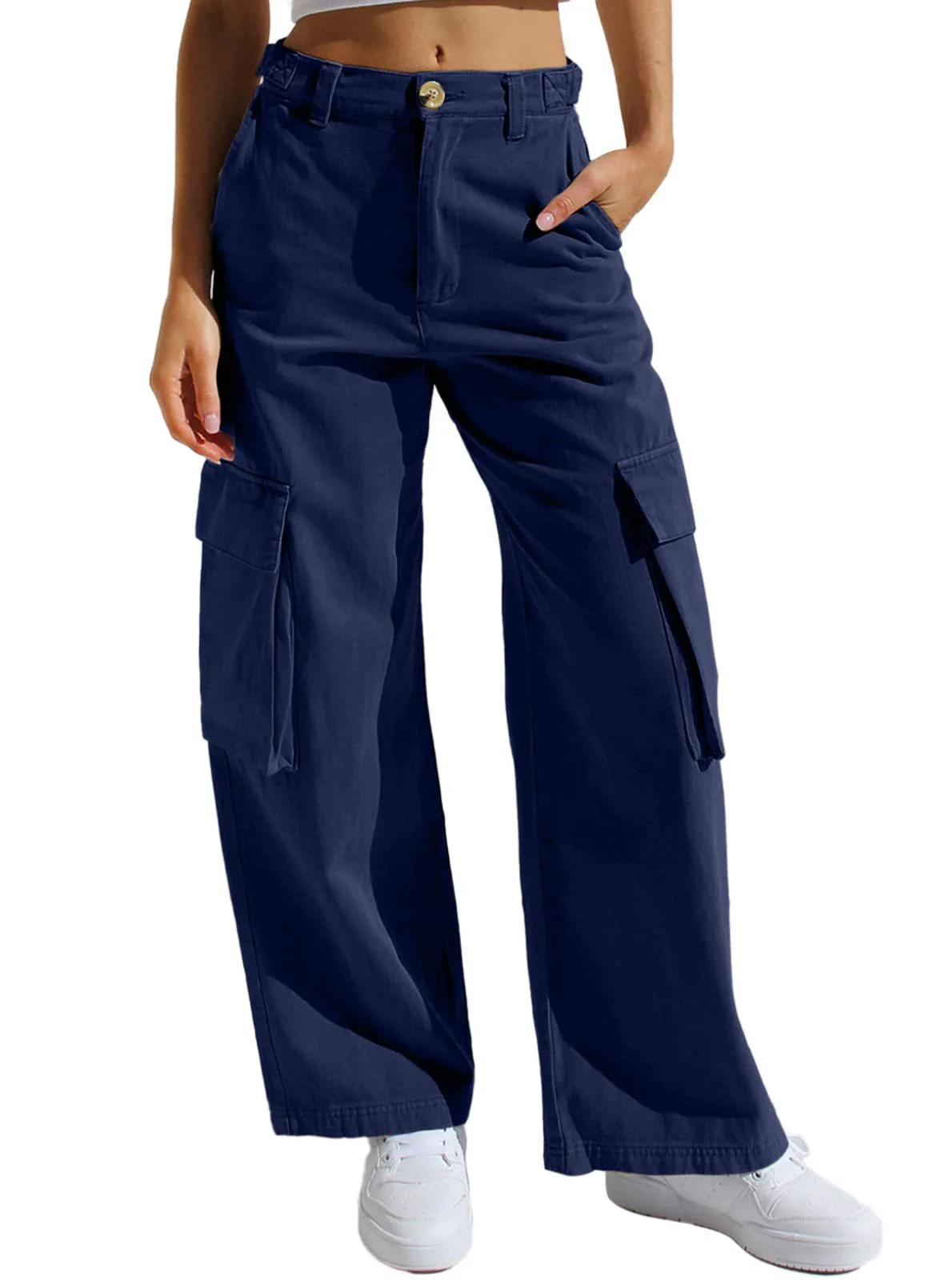 Women’s High Waisted Wide Leg Cargo Pants - Image 21
