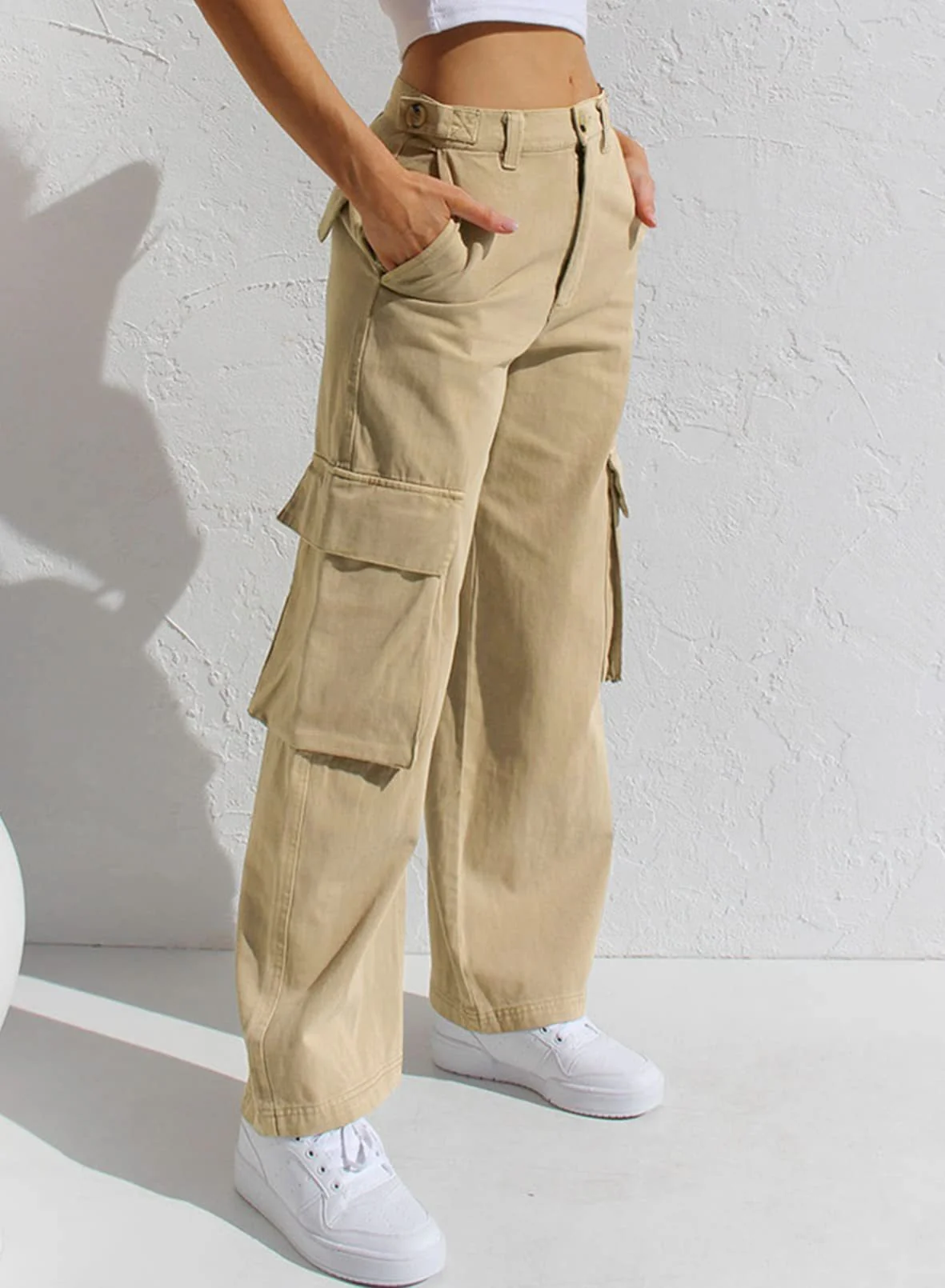 Women’s High Waisted Wide Leg Cargo Pants - Image 23