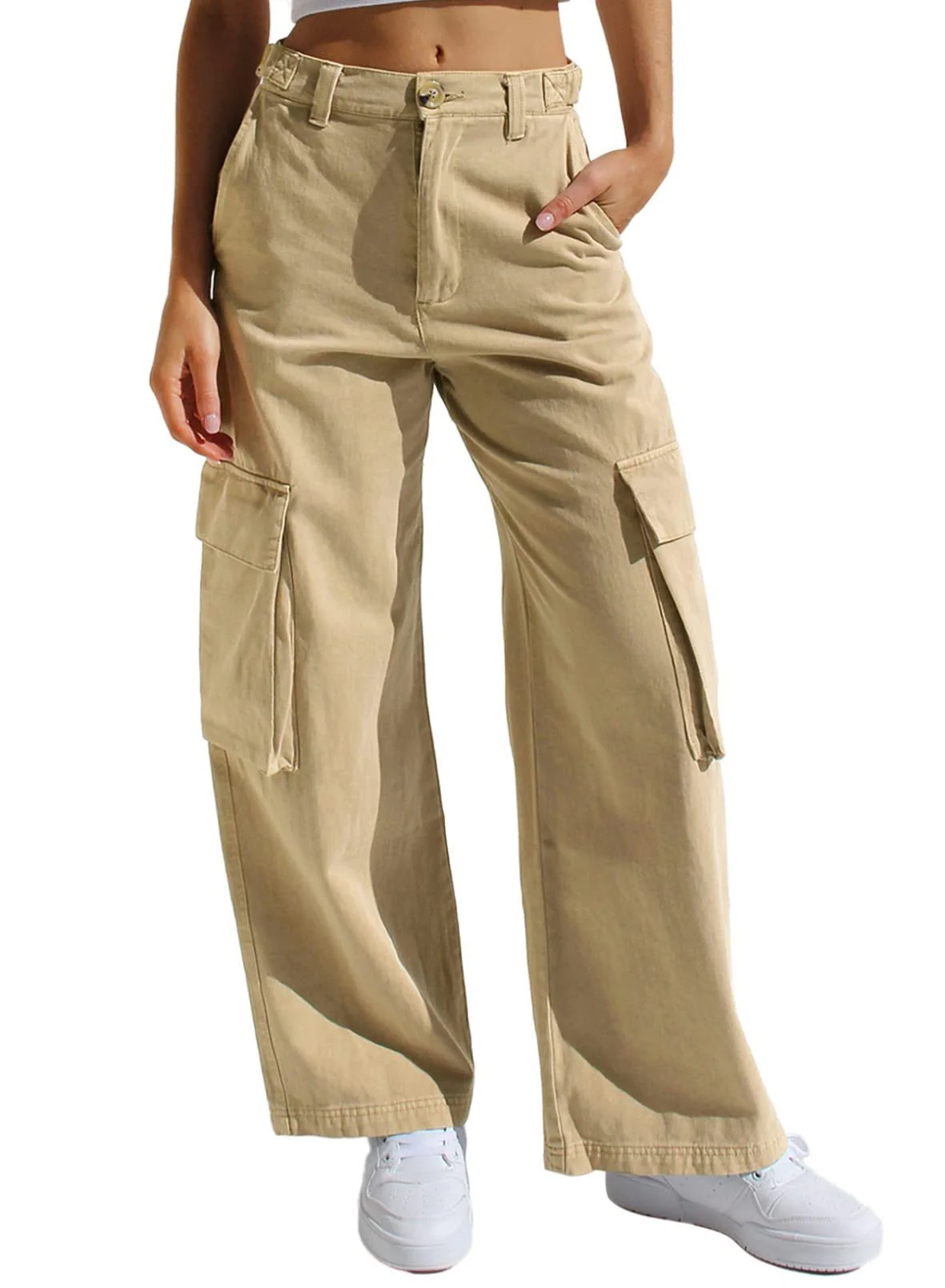 Women’s High Waisted Wide Leg Cargo Pants - Image 24