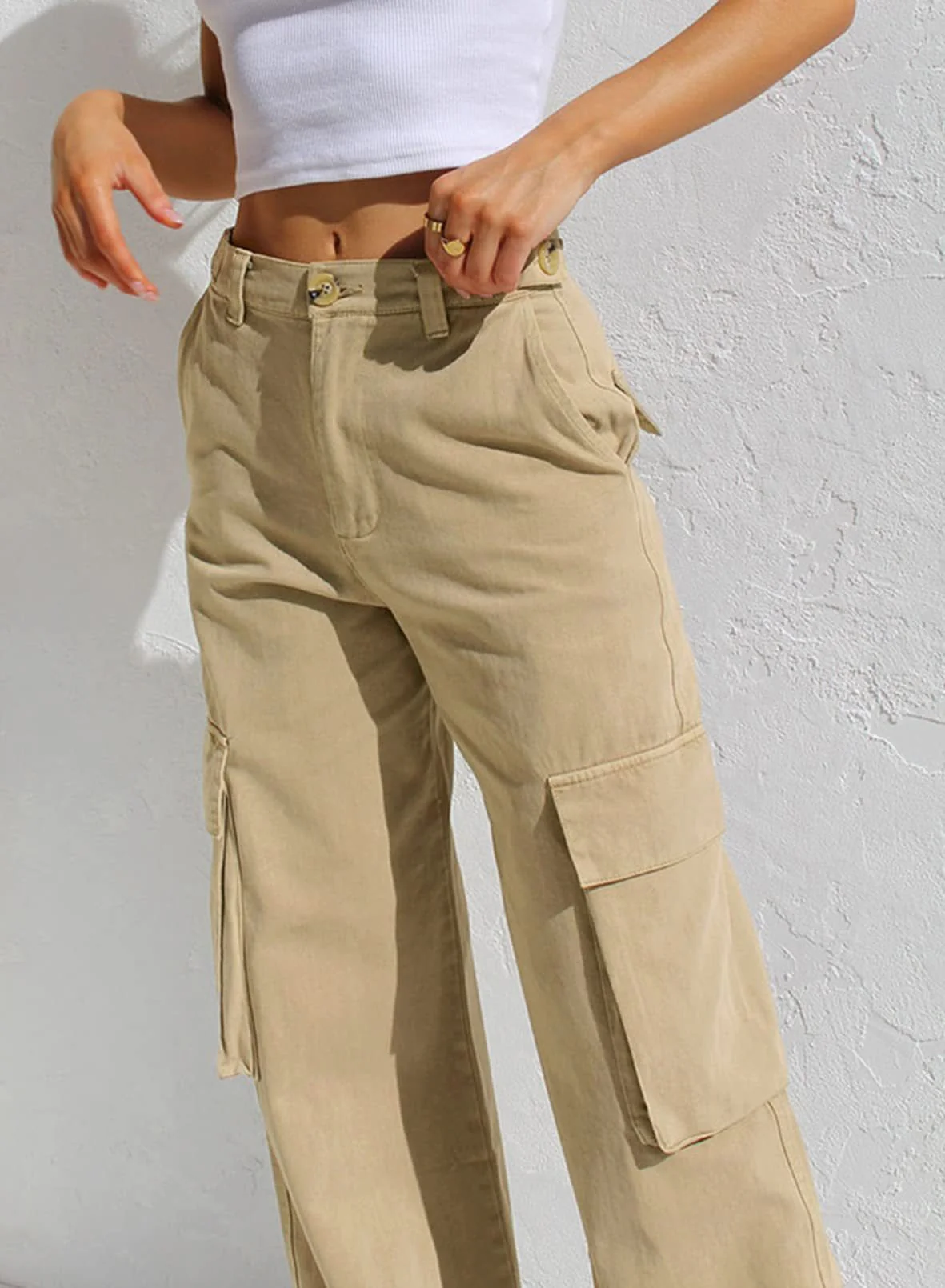 Women’s High Waisted Wide Leg Cargo Pants - Image 26