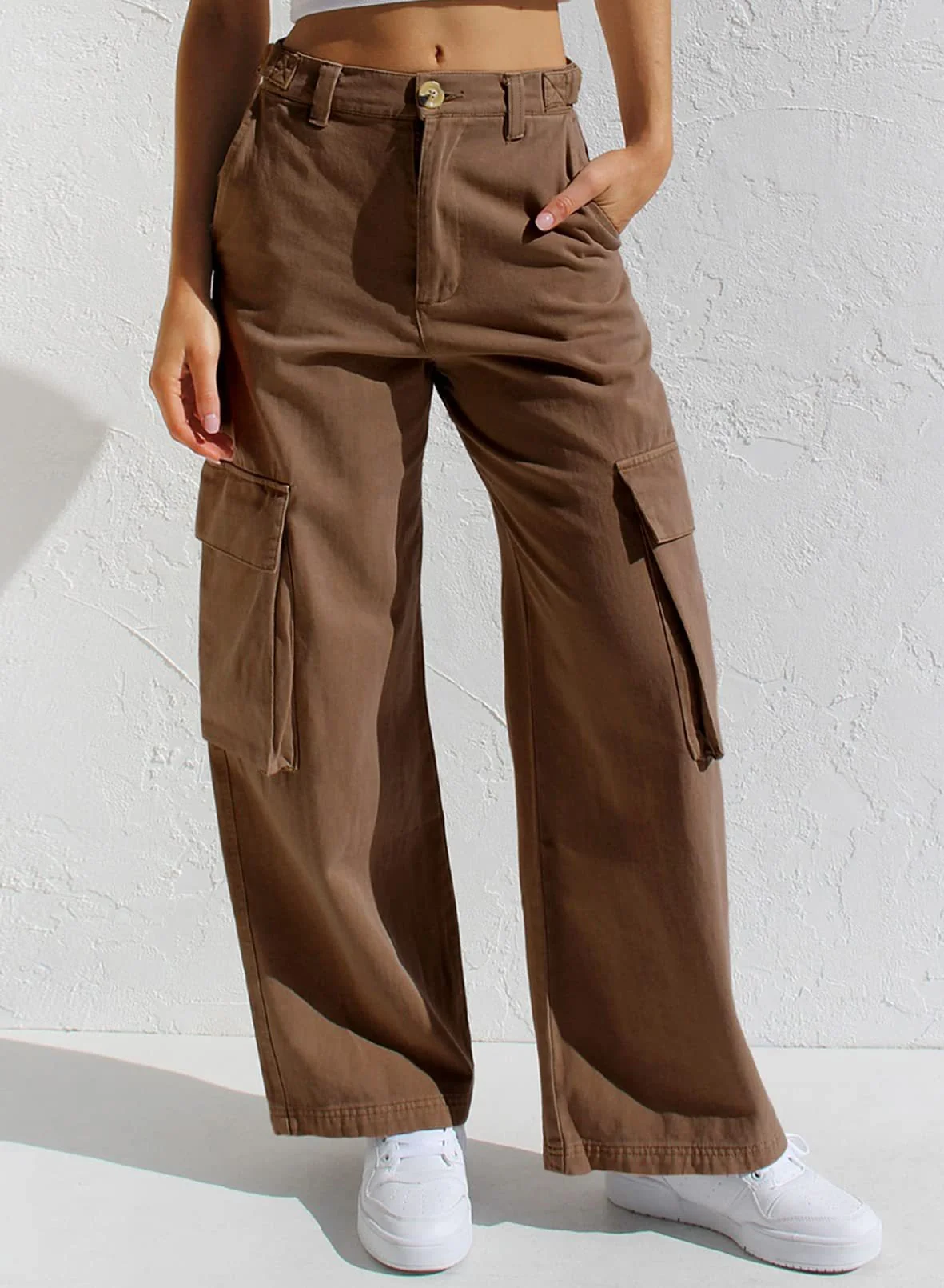 Women’s High Waisted Wide Leg Cargo Pants - Image 29
