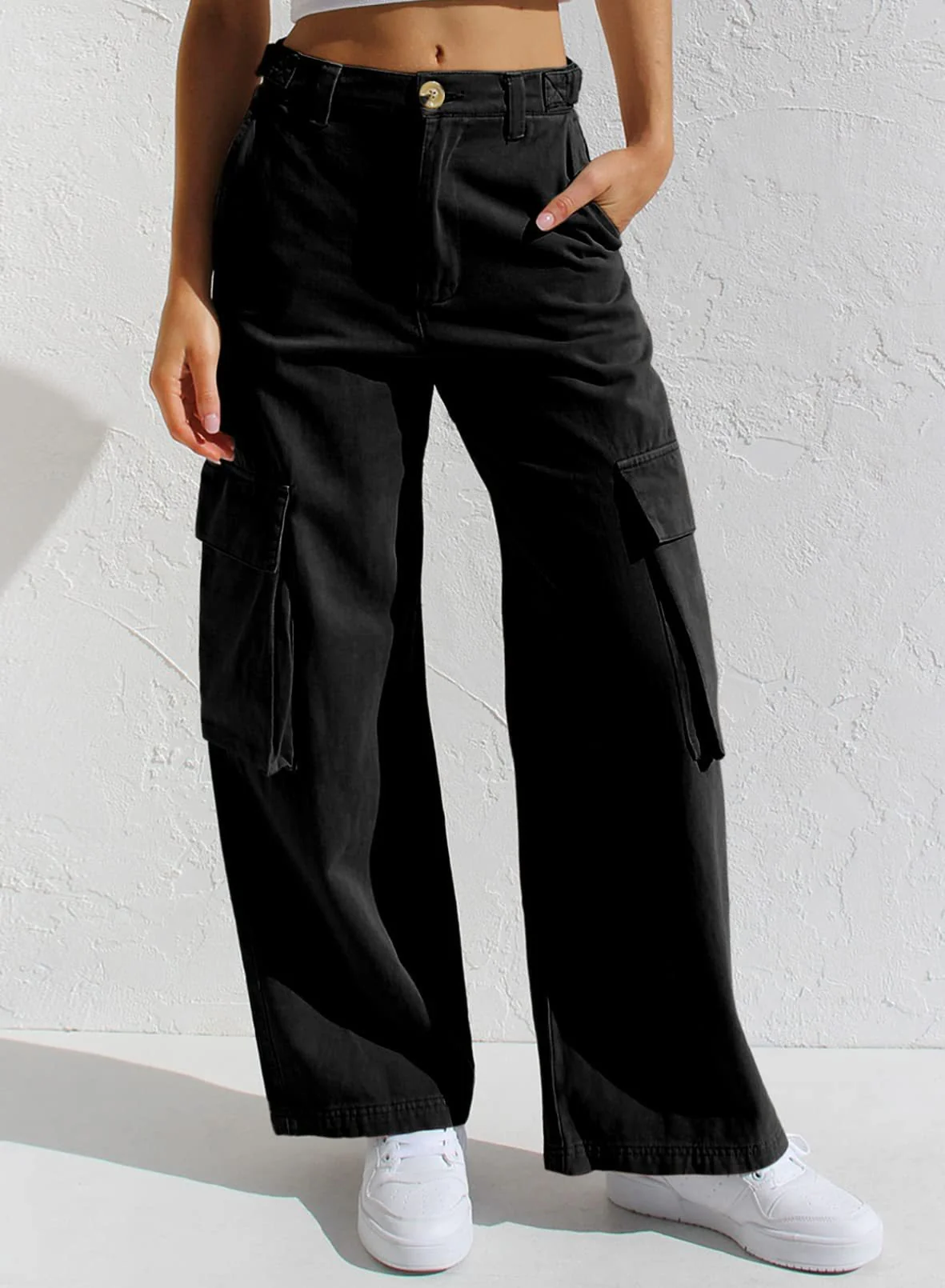 Women’s High Waisted Wide Leg Cargo Pants - Image 3