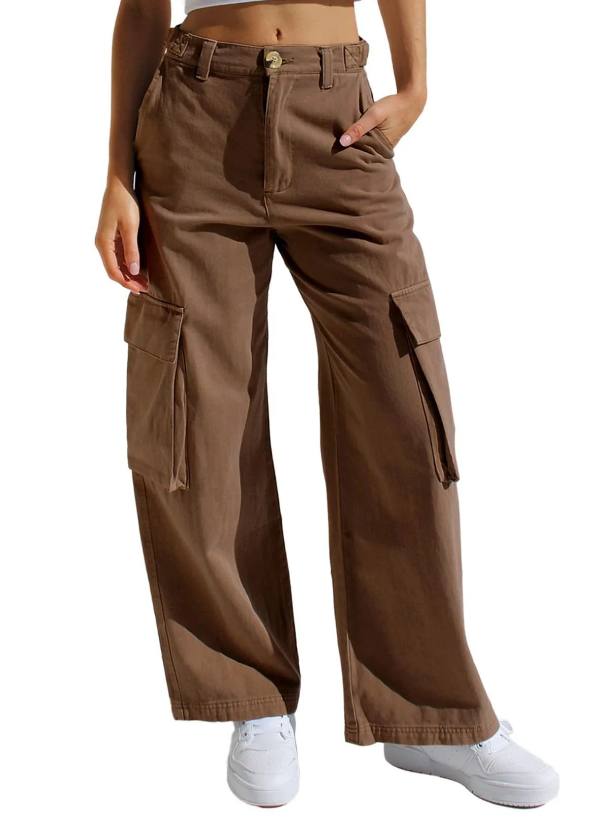 Women’s High Waisted Wide Leg Cargo Pants - Image 31