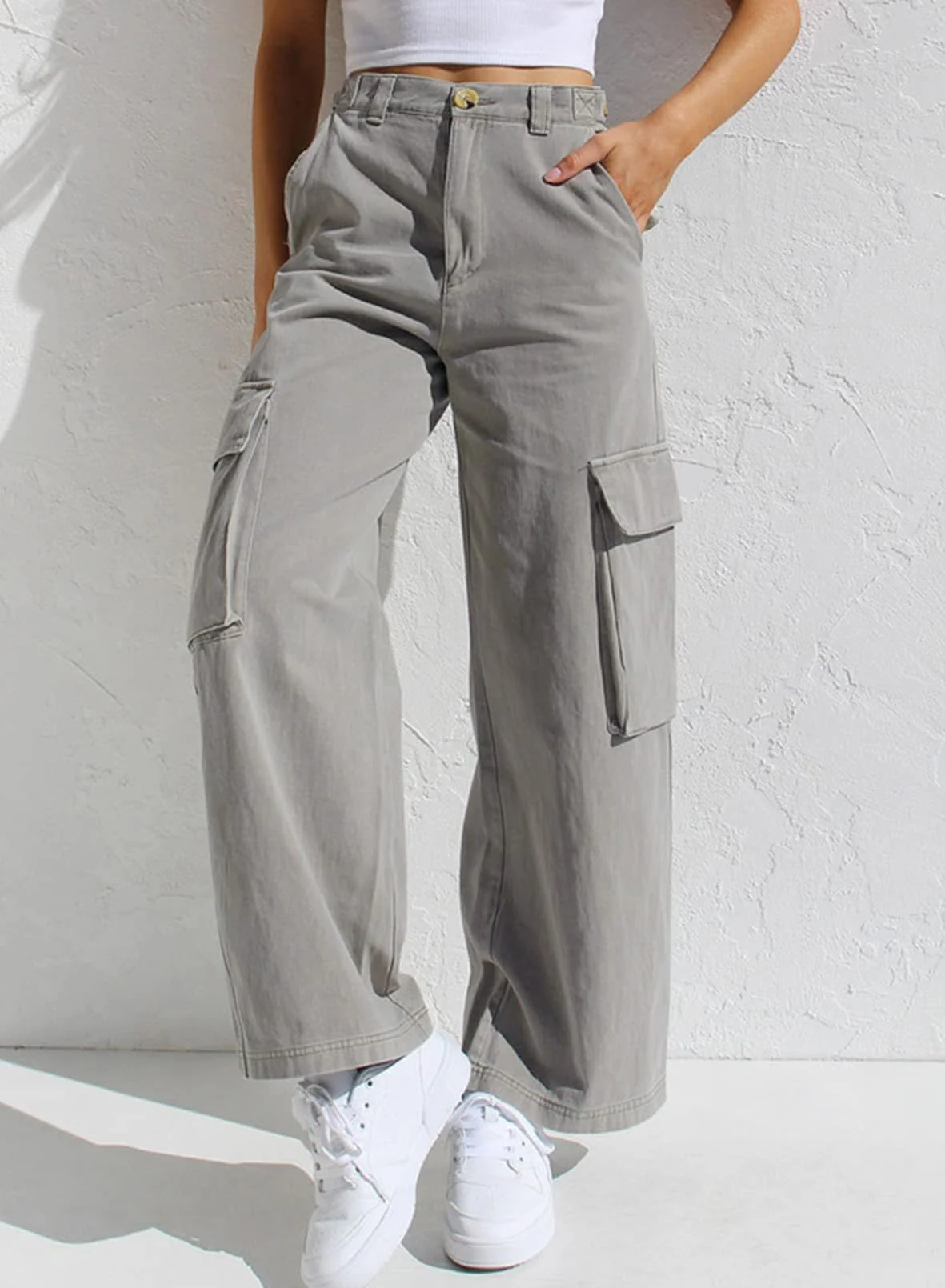 Women’s High Waisted Wide Leg Cargo Pants - Image 6