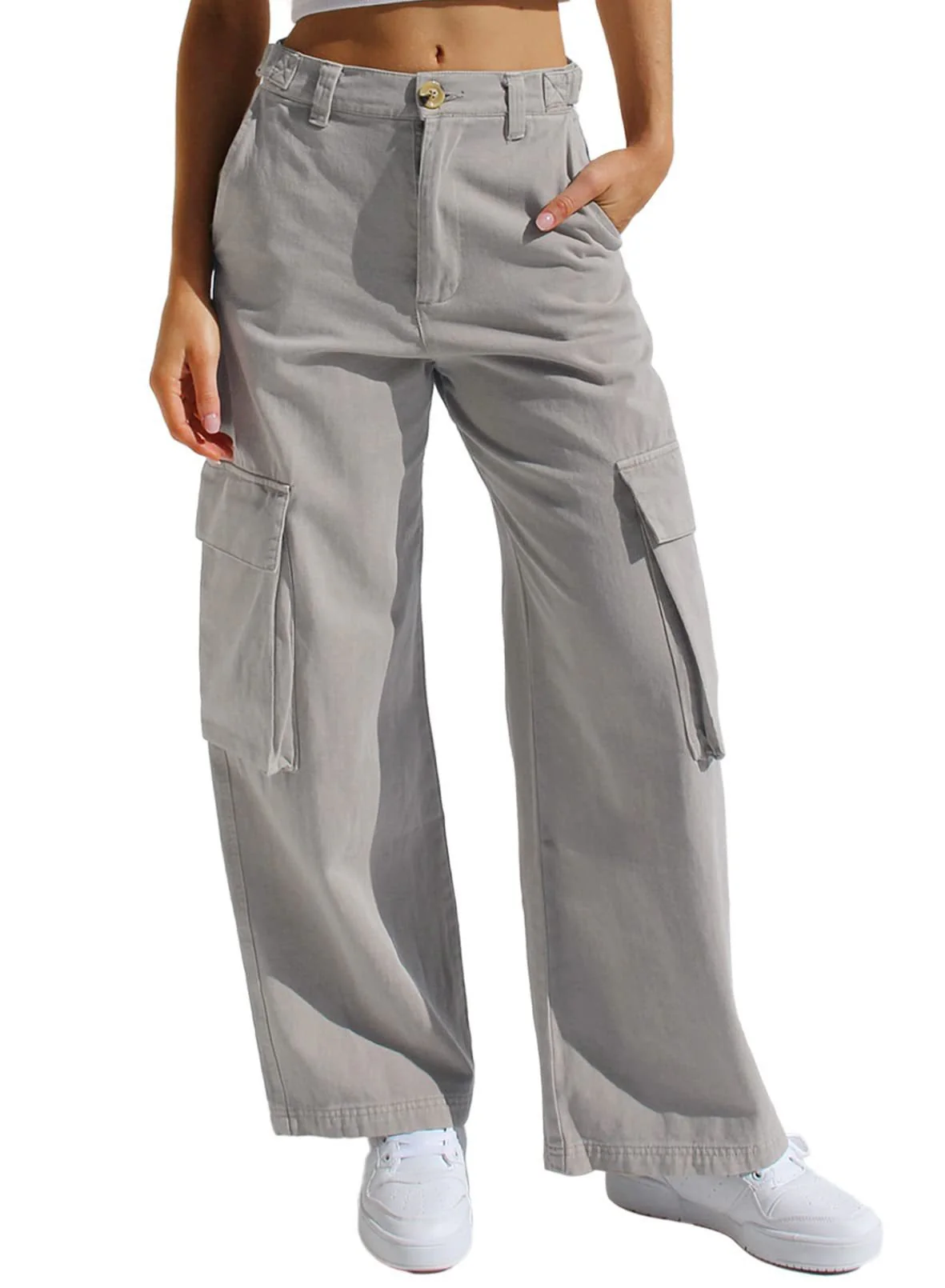 Women’s High Waisted Wide Leg Cargo Pants - Image 9