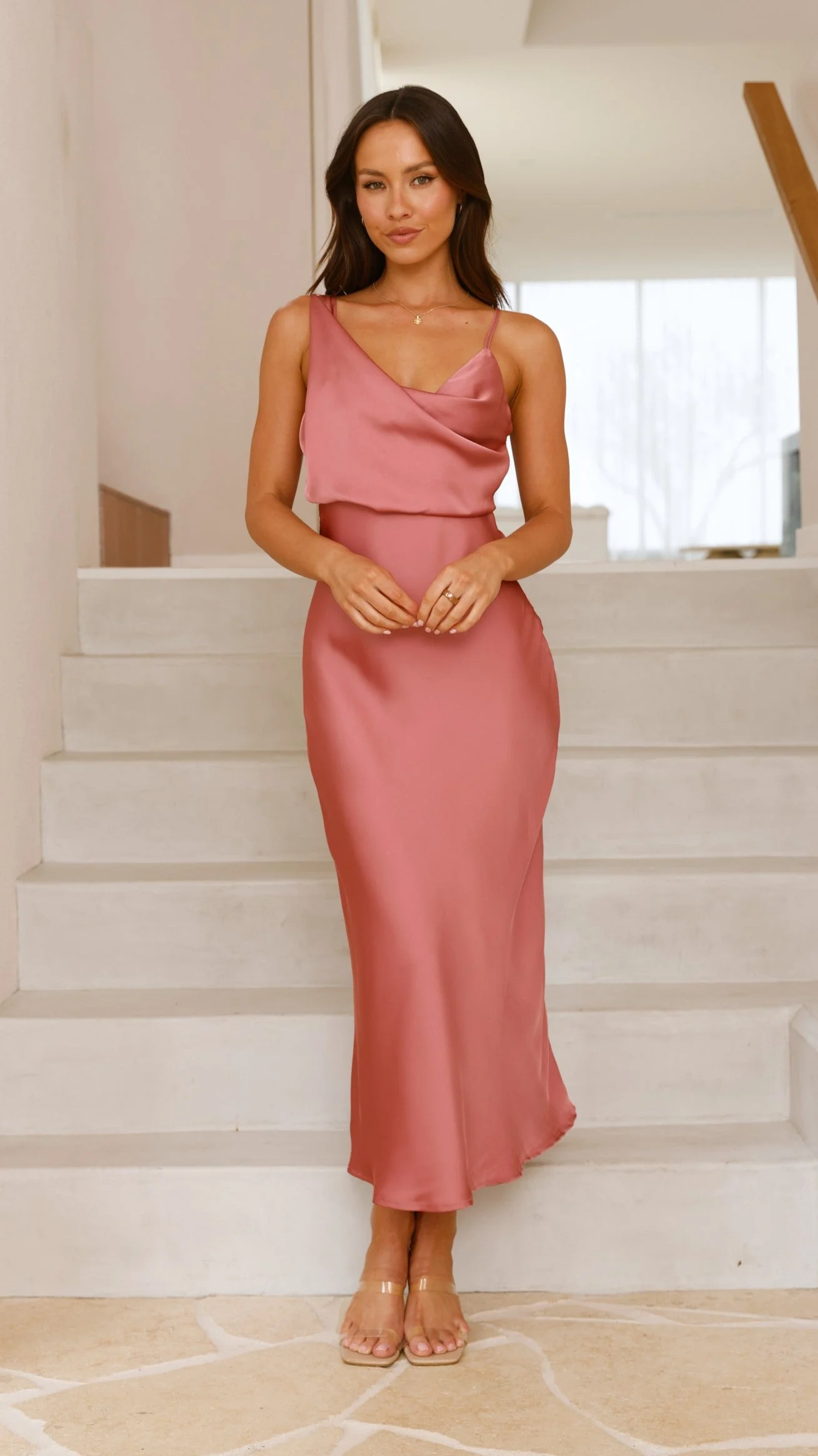 Women’s Stunning Cowl Neck Midi Wedding Guest Dress - Image 10