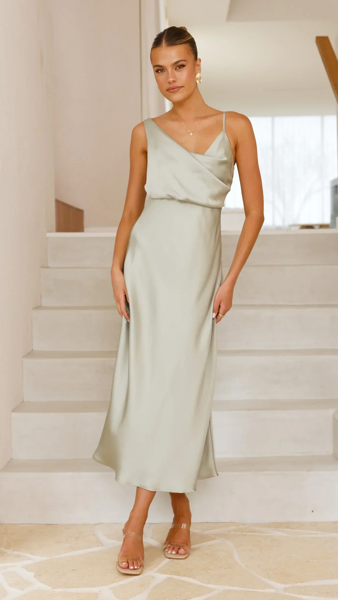 Women’s Stunning Cowl Neck Midi Wedding Guest Dress - Image 7