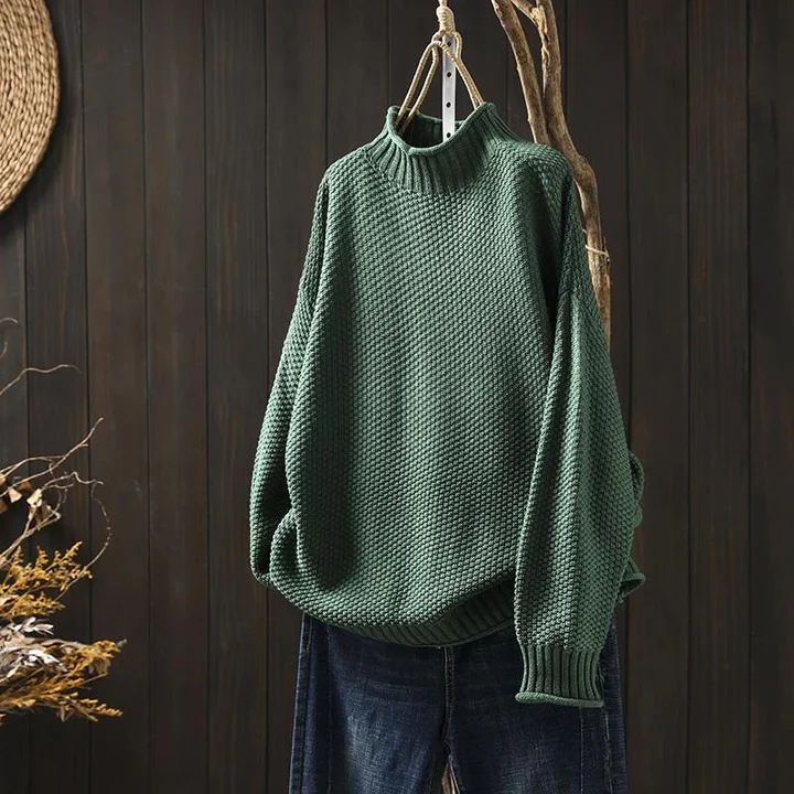 Women’s Textured Ribbed Knit Mock Neck Sweater - Image 3