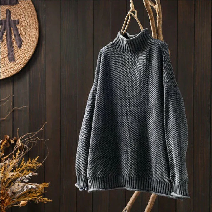 Women’s Textured Ribbed Knit Mock Neck Sweater - Image 4