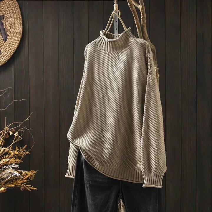 Women’s Textured Ribbed Knit Mock Neck Sweater - Image 5