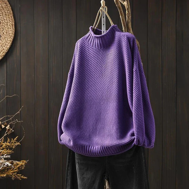 Women’s Textured Ribbed Knit Mock Neck Sweater - Image 6