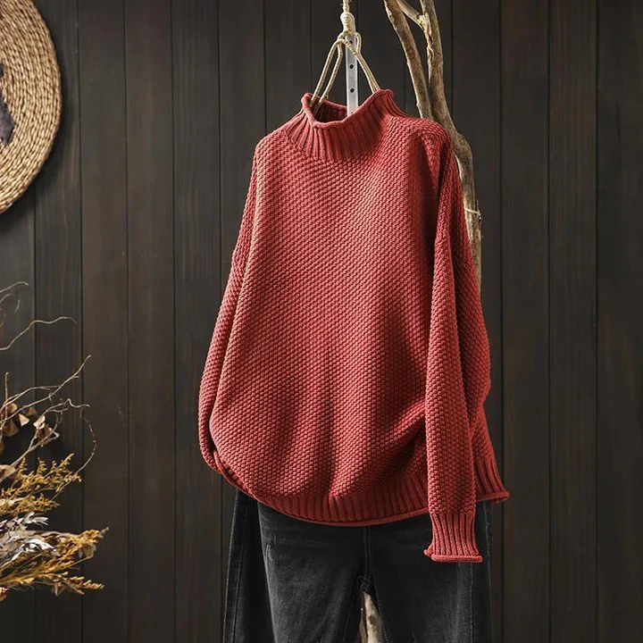 Women’s Textured Ribbed Knit Mock Neck Sweater - Image 7