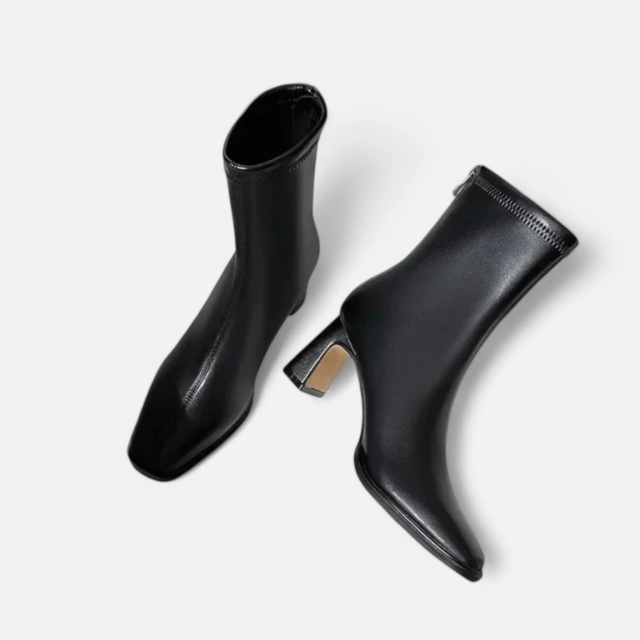 Women’s Vintage Square Toe Block Heel Ankle Boots - Image 4