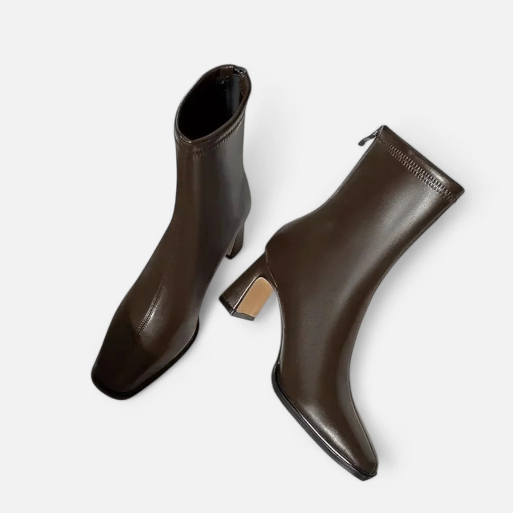 Women’s Vintage Square Toe Block Heel Ankle Boots - Image 6