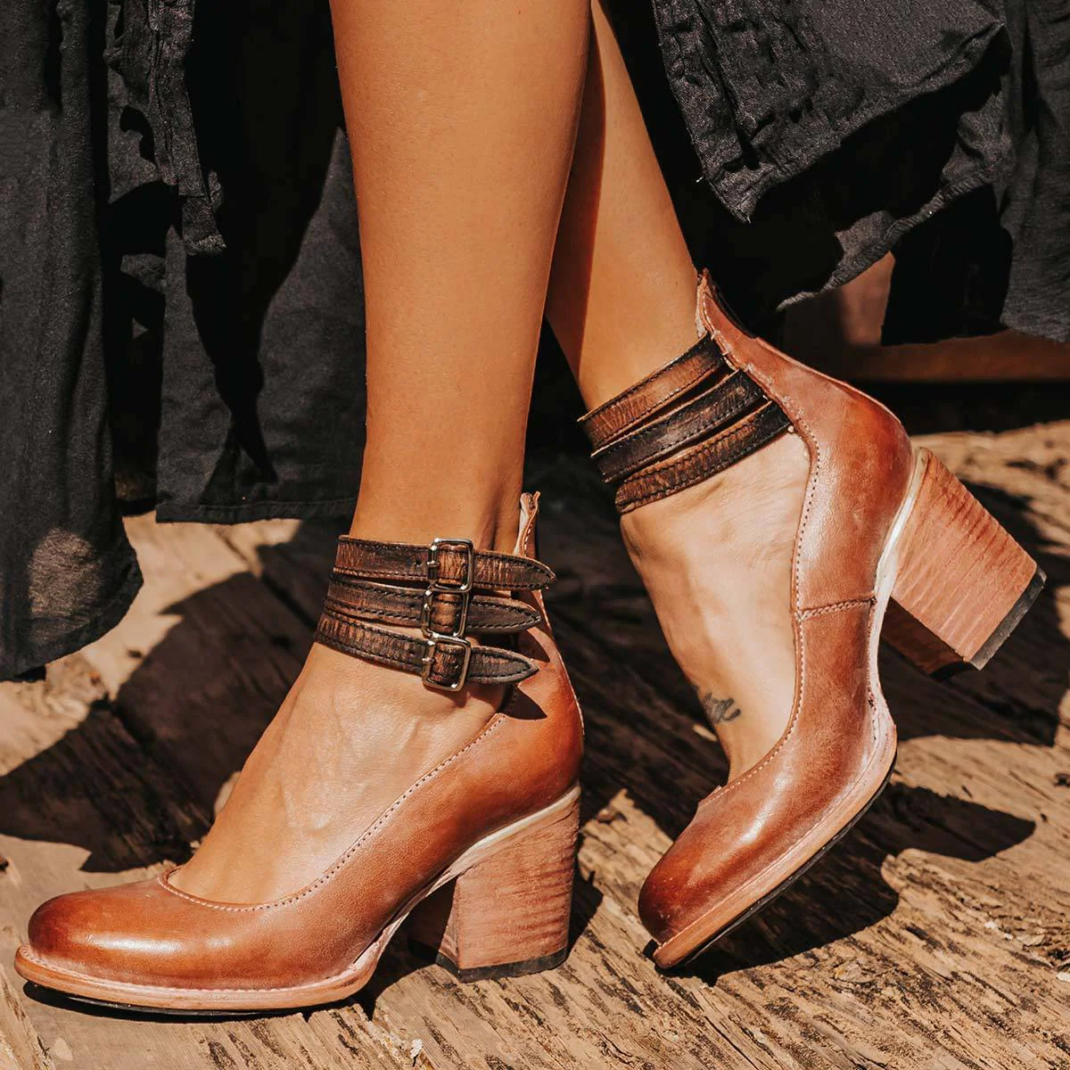 Women’s Vintage Triple Strap Heels - Image 4