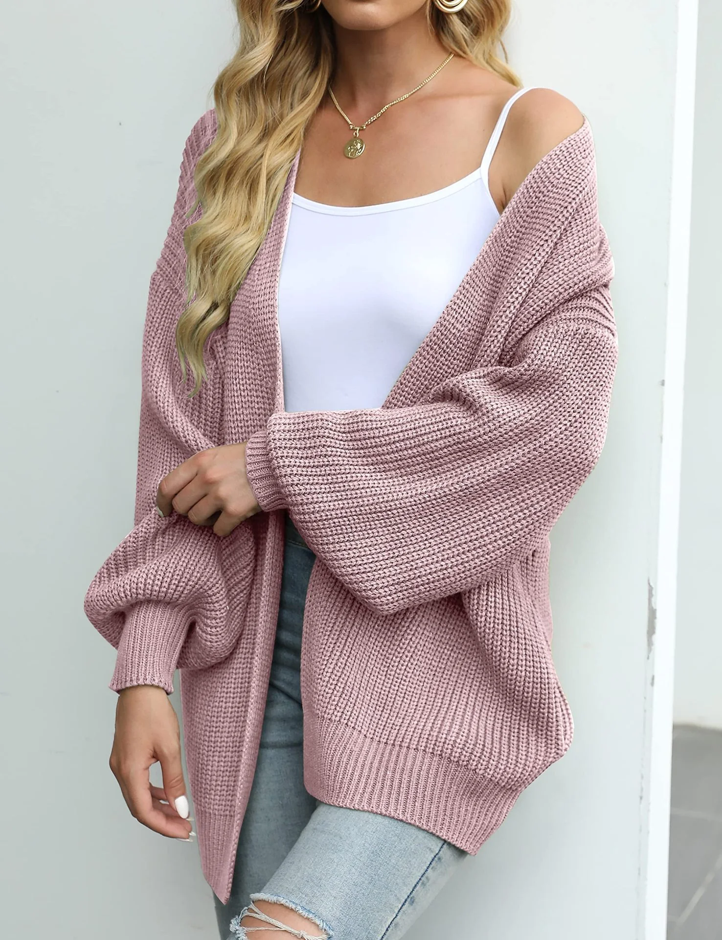 Women’s Warm Oversized Textured Knit Cardigan - Image 11