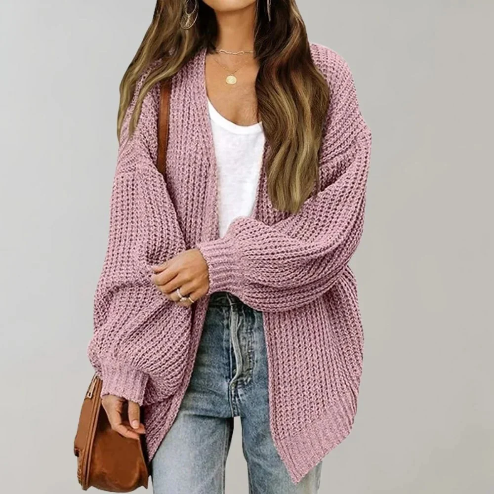 Women’s Warm Oversized Textured Knit Cardigan - Image 12