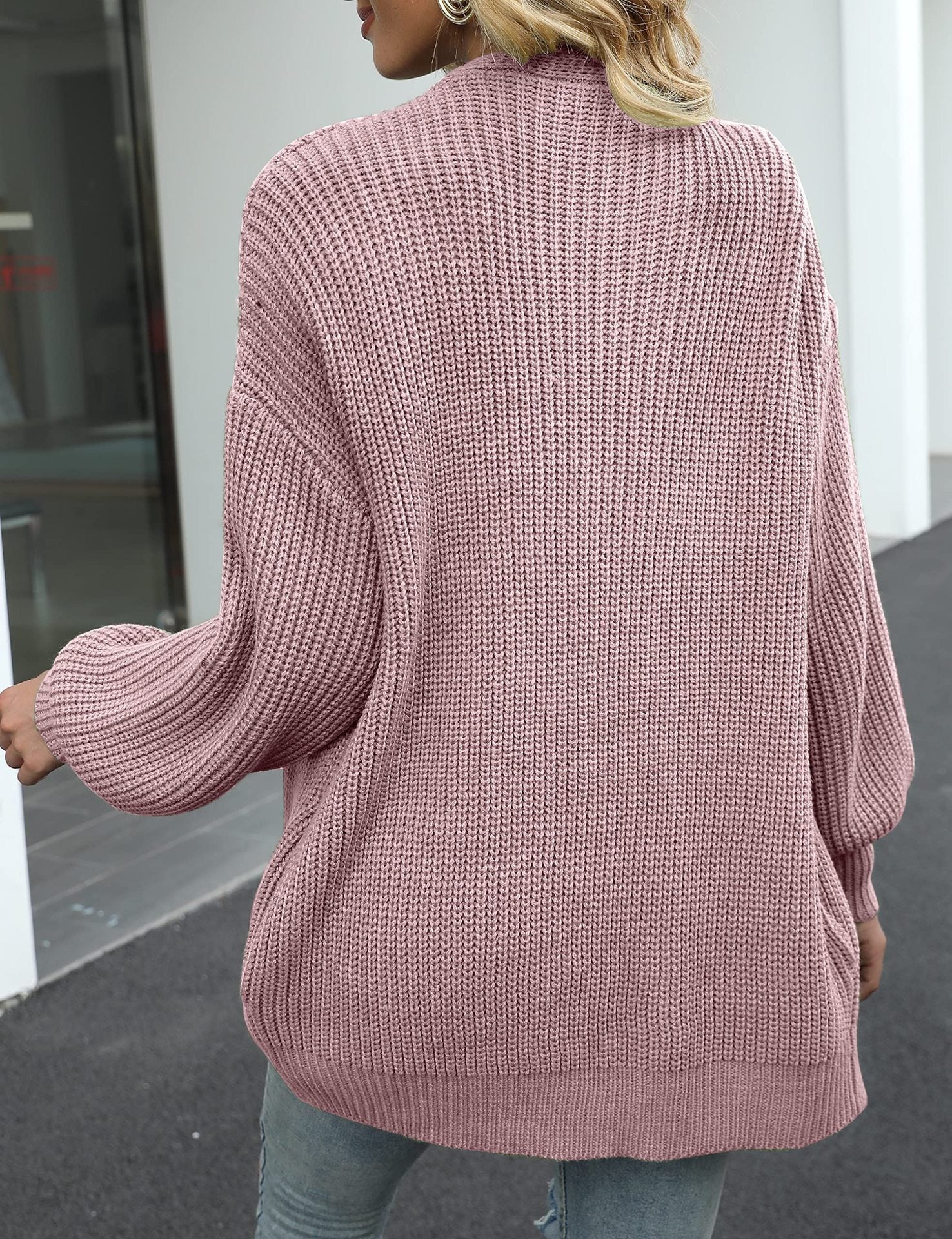 Women’s Warm Oversized Textured Knit Cardigan - Image 13