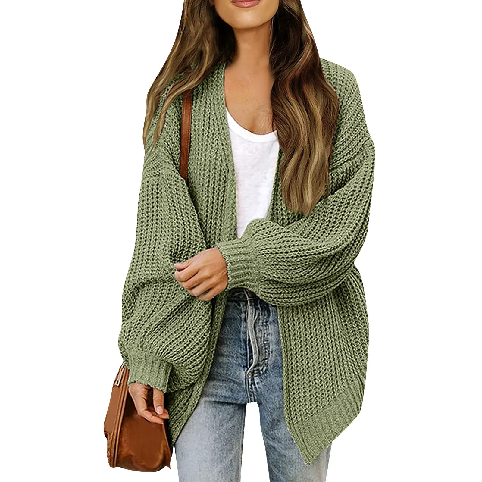 Women’s Warm Oversized Textured Knit Cardigan - Image 14