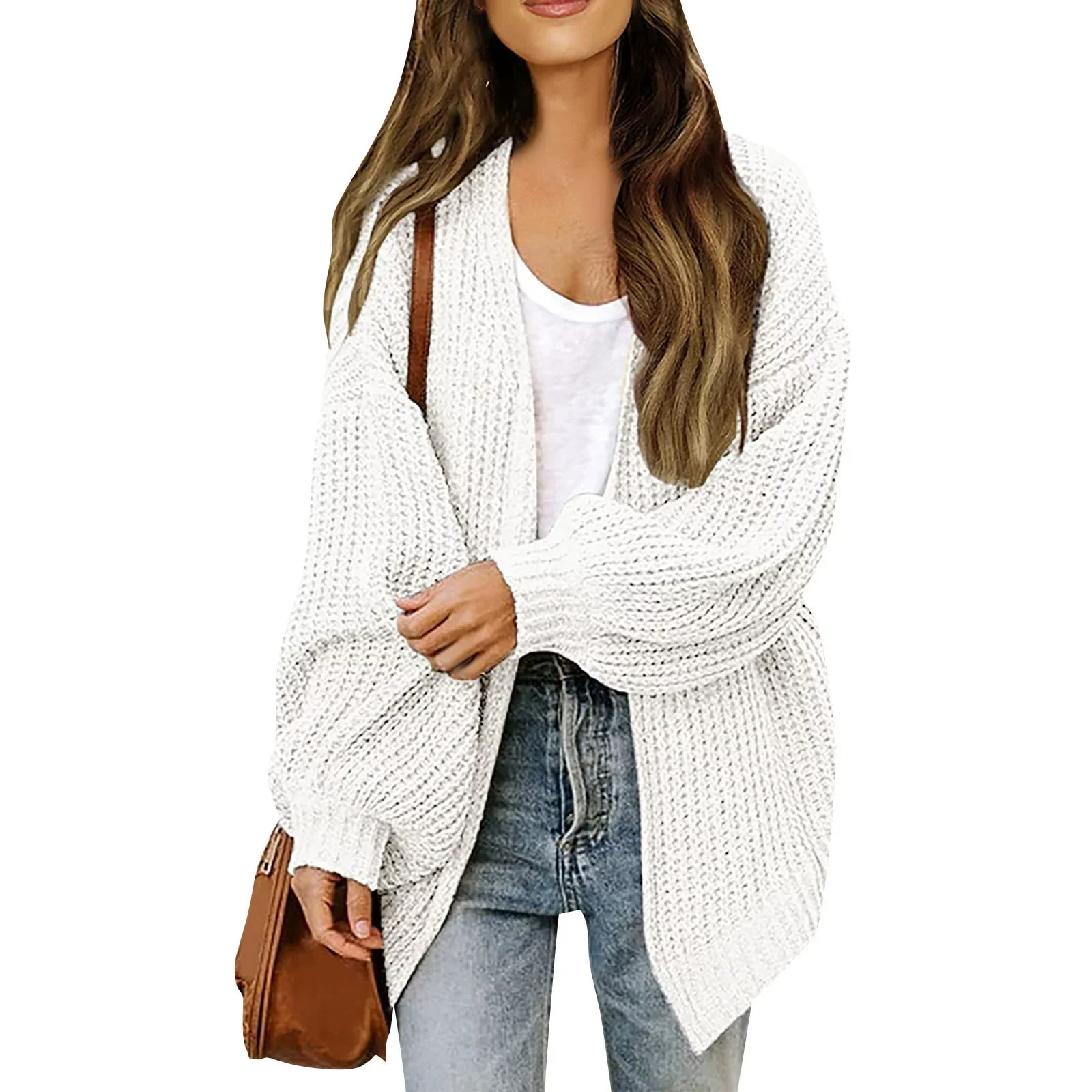 Women’s Warm Oversized Textured Knit Cardigan - Image 15