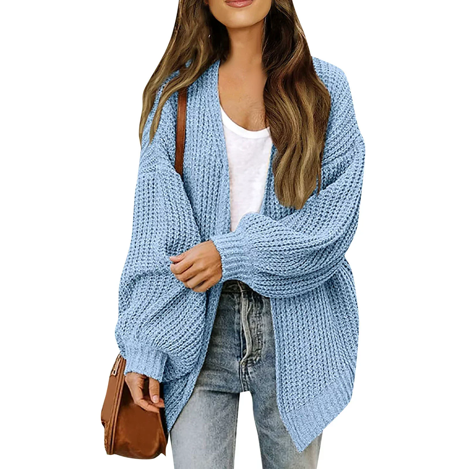 Women’s Warm Oversized Textured Knit Cardigan - Image 16