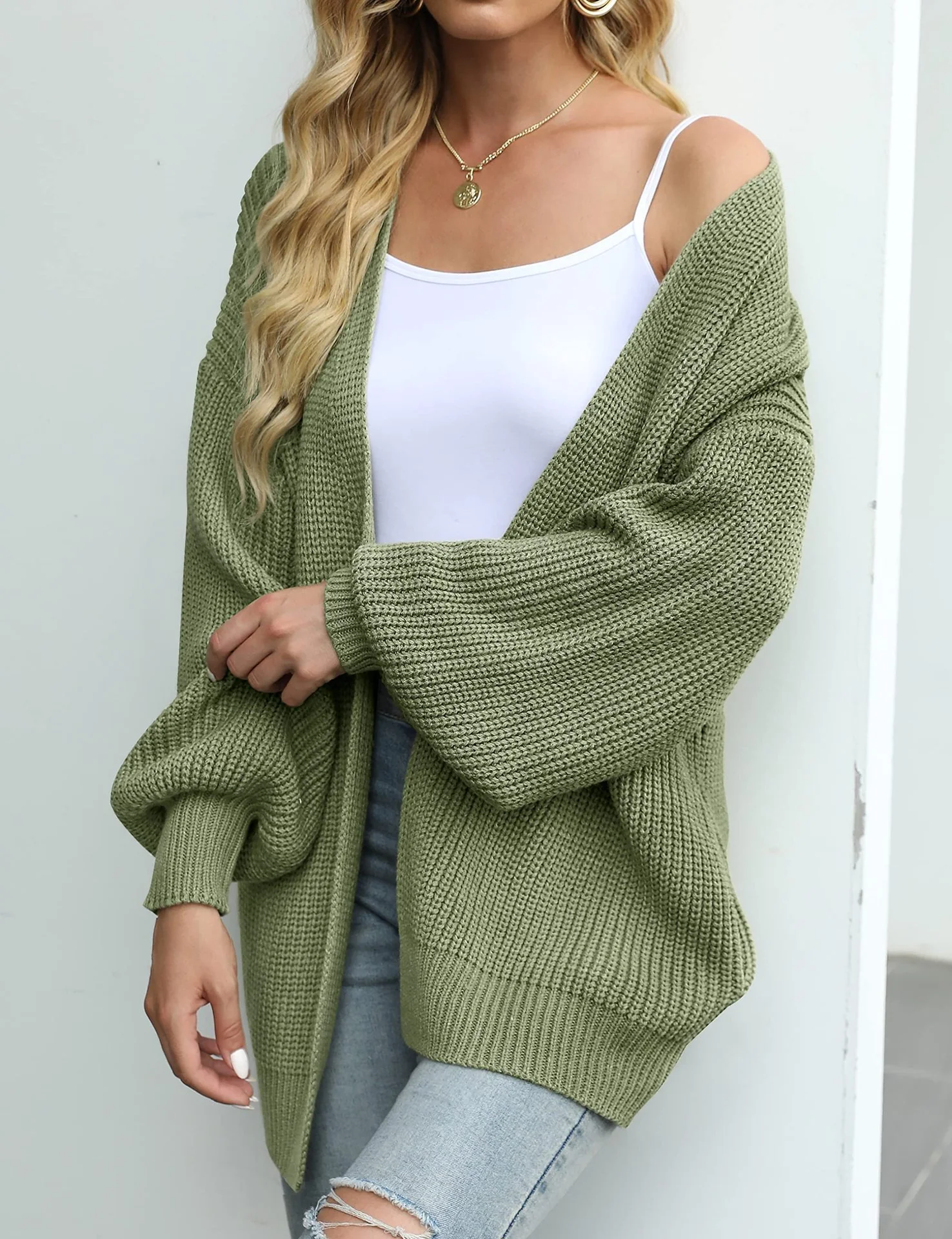 Women’s Warm Oversized Textured Knit Cardigan - Image 18