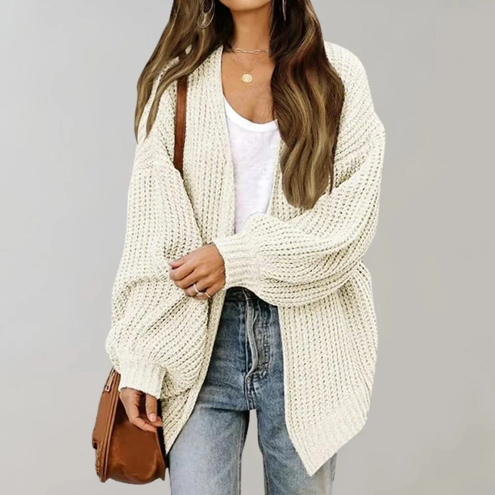 Women’s Warm Oversized Textured Knit Cardigan - Image 21