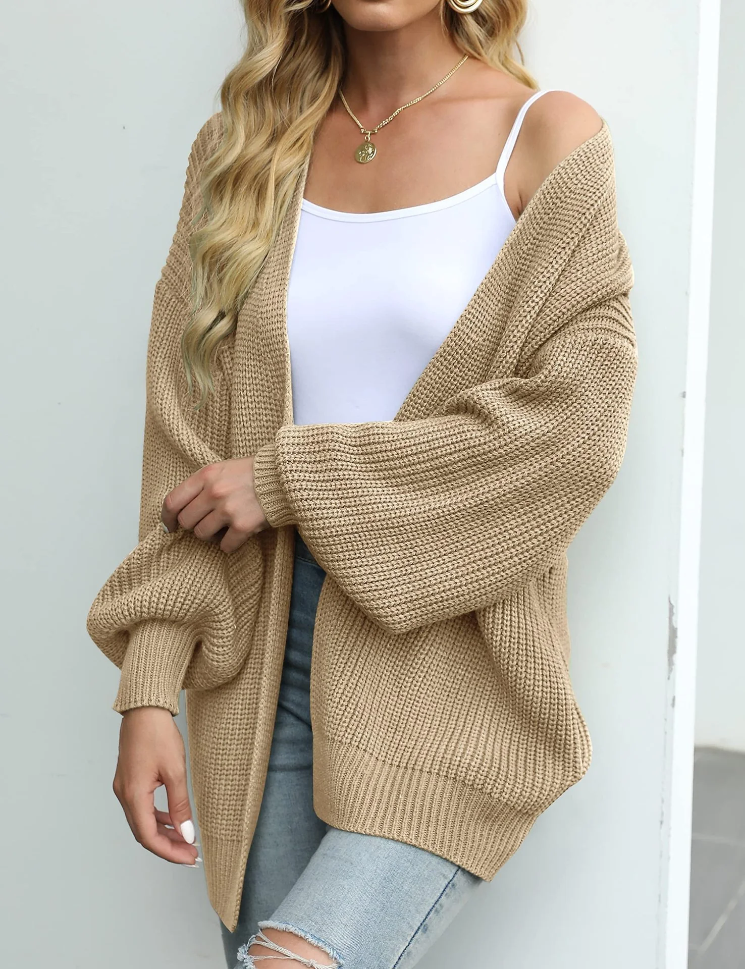 Women’s Warm Oversized Textured Knit Cardigan - Image 26