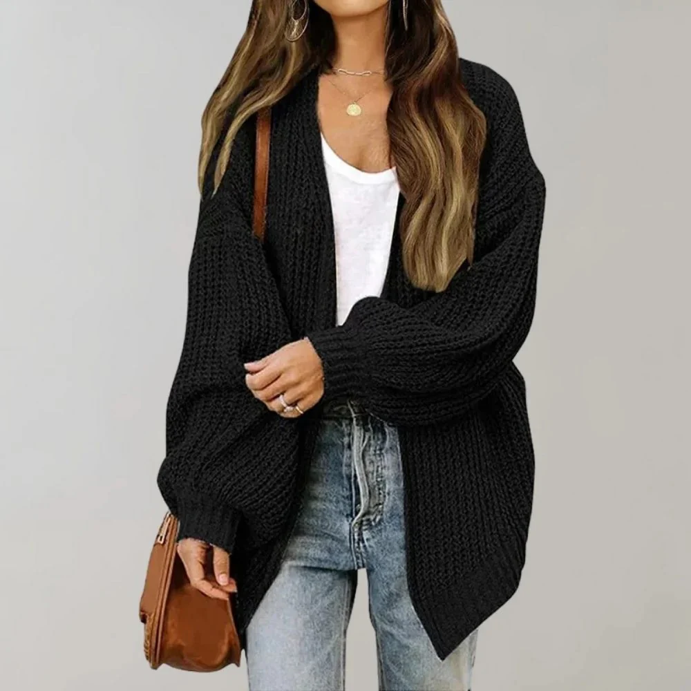 Women’s Warm Oversized Textured Knit Cardigan - Image 28