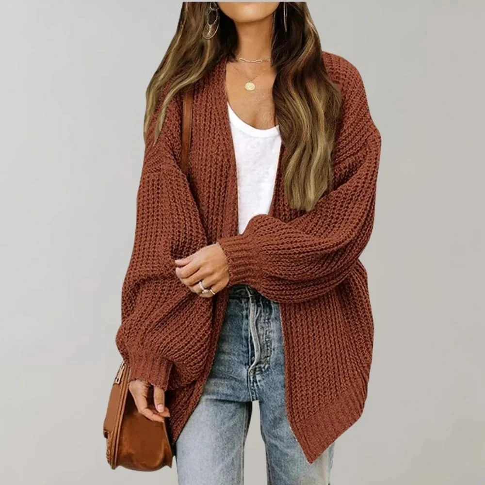 Women’s Warm Oversized Textured Knit Cardigan - Image 4